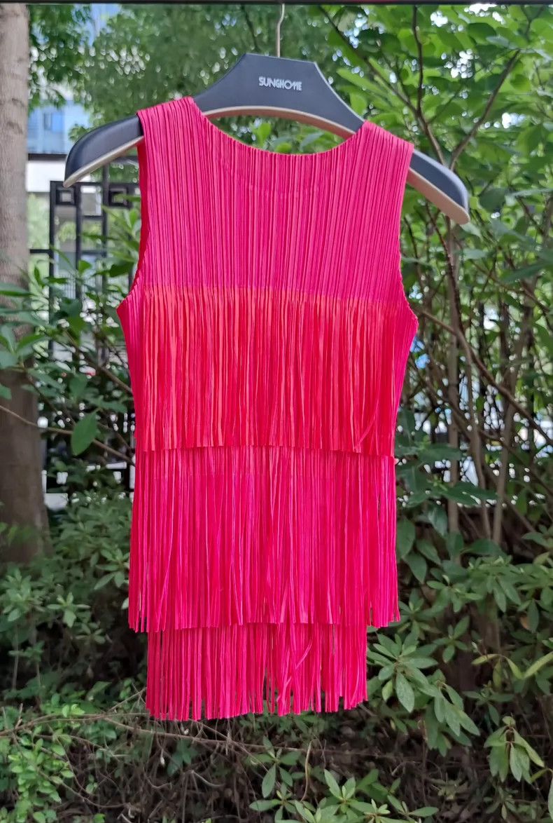 Issey Miyake Issey Miyake size:3 Pink three-layer tassel vest Size M / US 6-8 / IT 42-44 - 2 Thumbnail