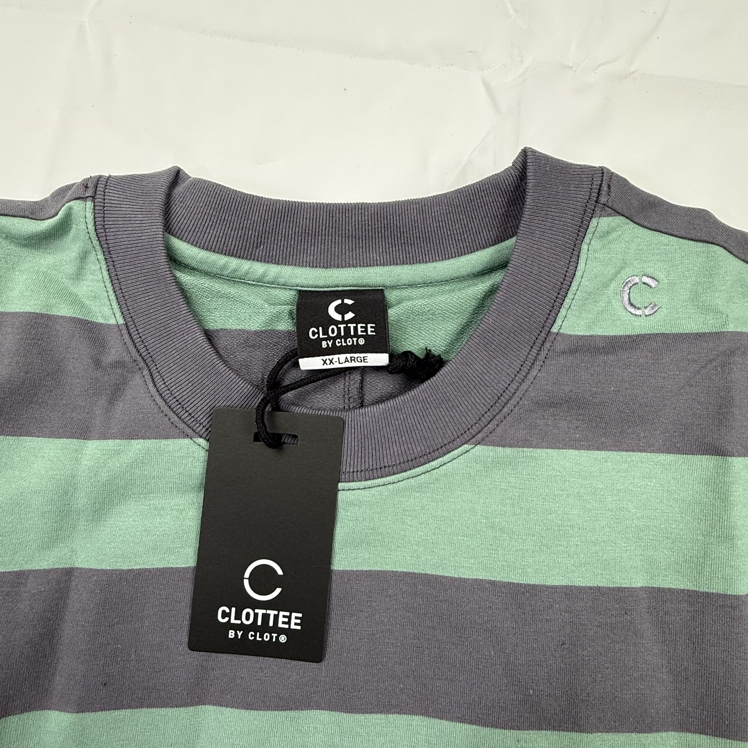 CLOT Clottee by Clot Mens Green Grey Striped Long Sleeve T-Shirt Size US XXL / EU 58 / 5 - 2 Thumbnail