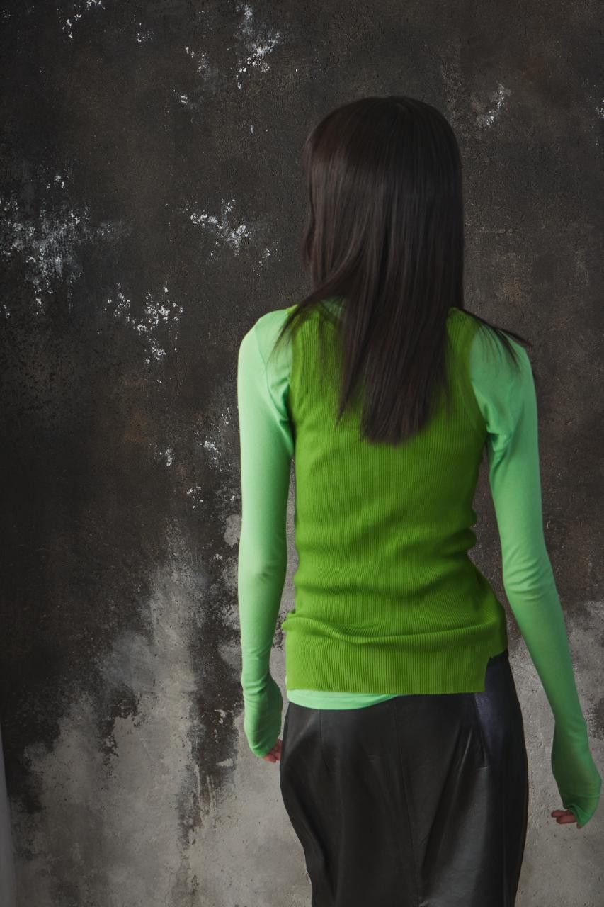 Auralee AURALEE Grass Green High-Gauge Ribbed Knit Tank Top Size S / US 4 / IT 40 - 3 Thumbnail