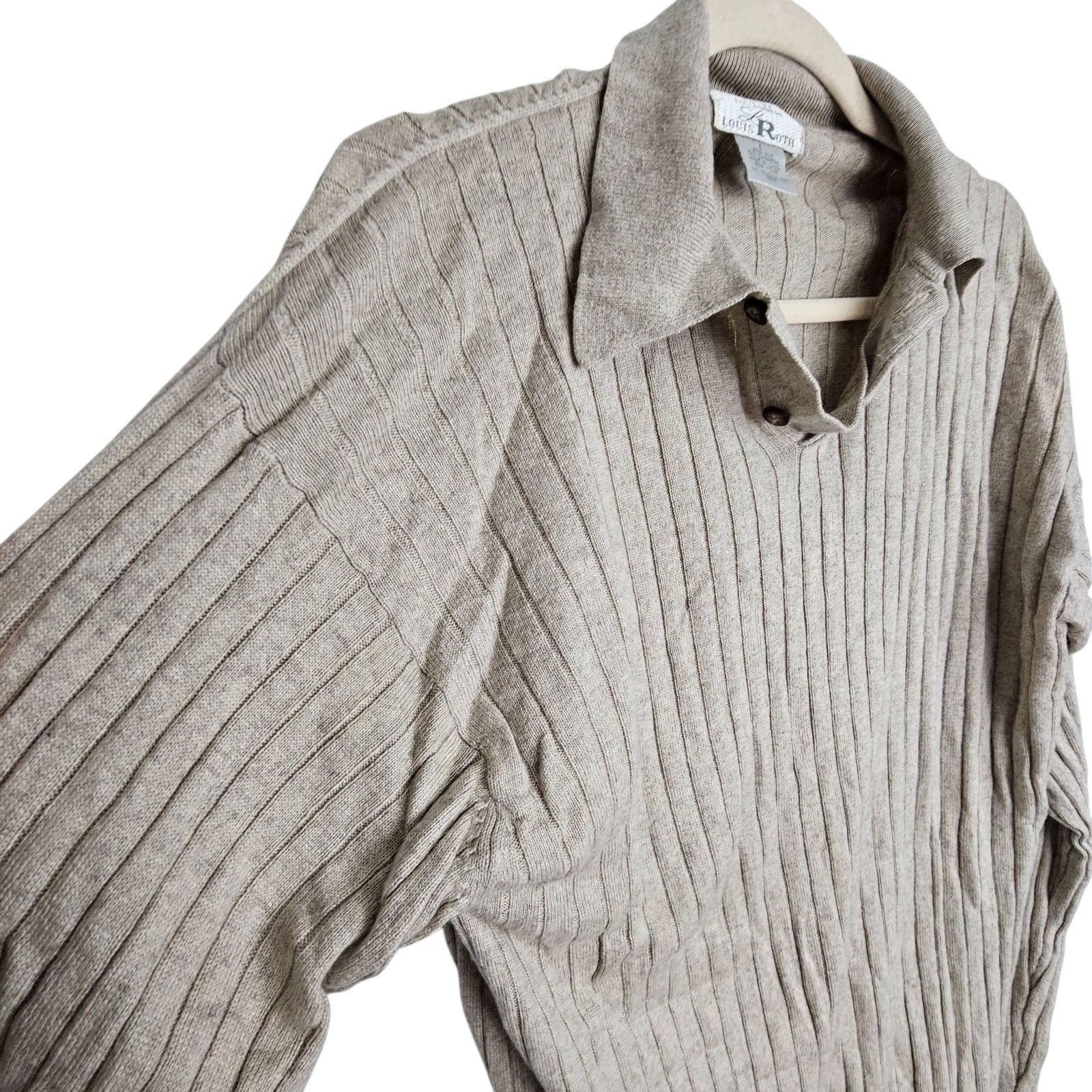 Rothco Louis Roth Mens Silk Cashmere Sweater Ribbed Collared Preppy Size US L / EU 52-54 / 3 - 5 Thumbnail