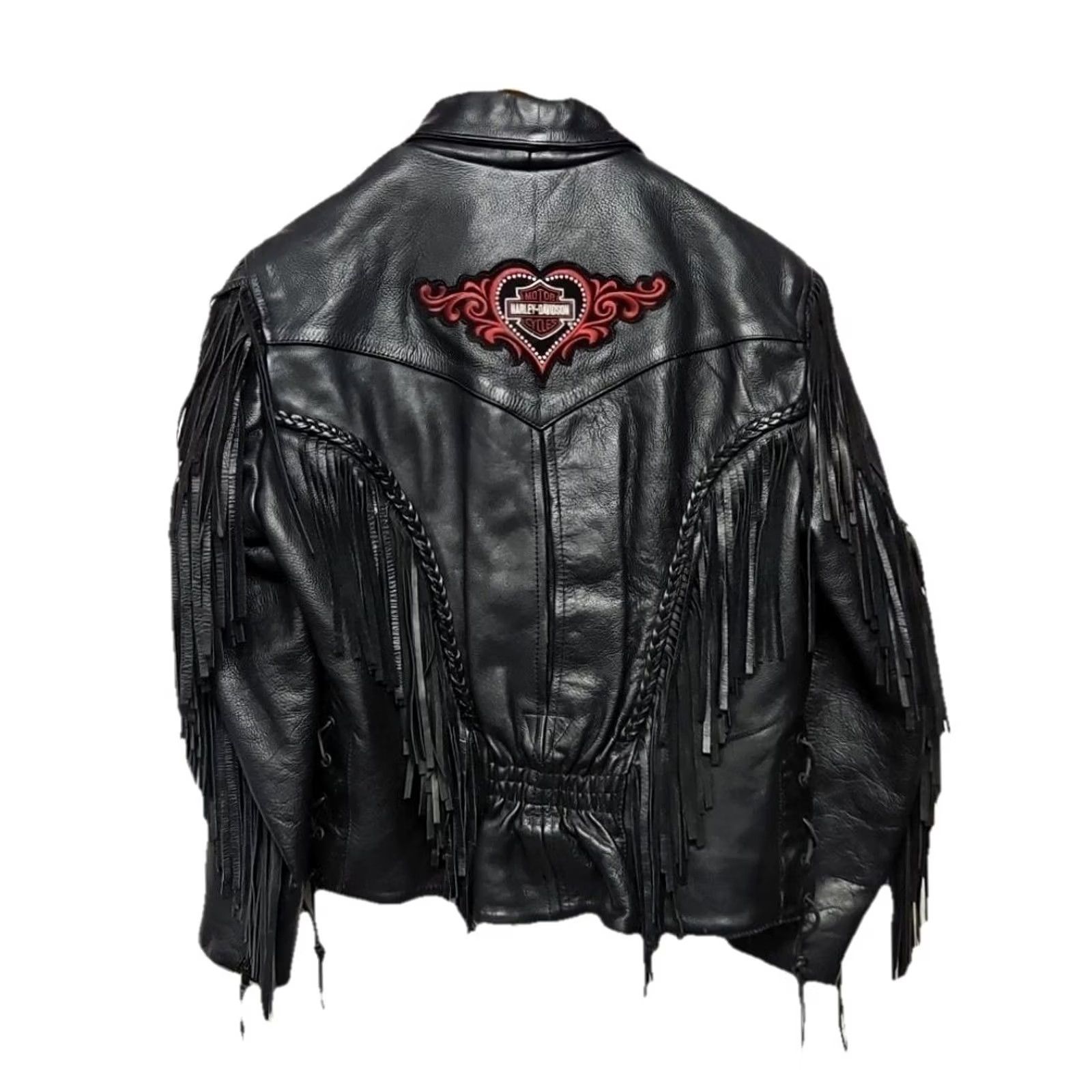 Harley Davidson Y2K Harley Davidson Women’s Leather Jacket Small Western Biker Fringe Black Zip Size S / US 4 / IT 40 - 6 Thumbnail
