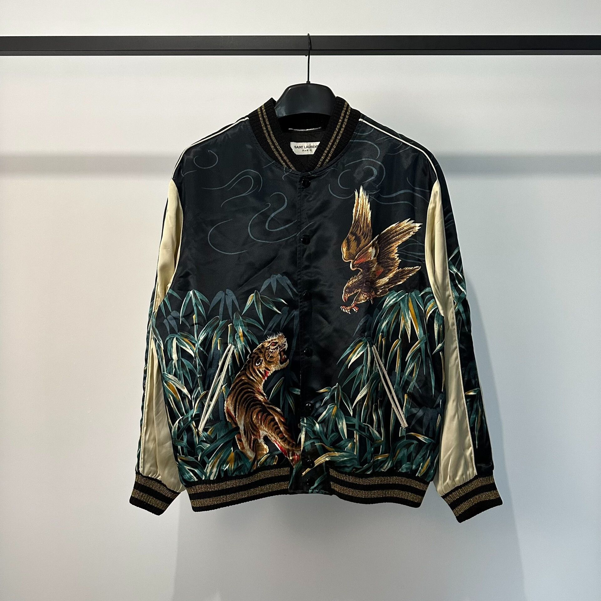 saint laurent embroidered tiger bomber jacket