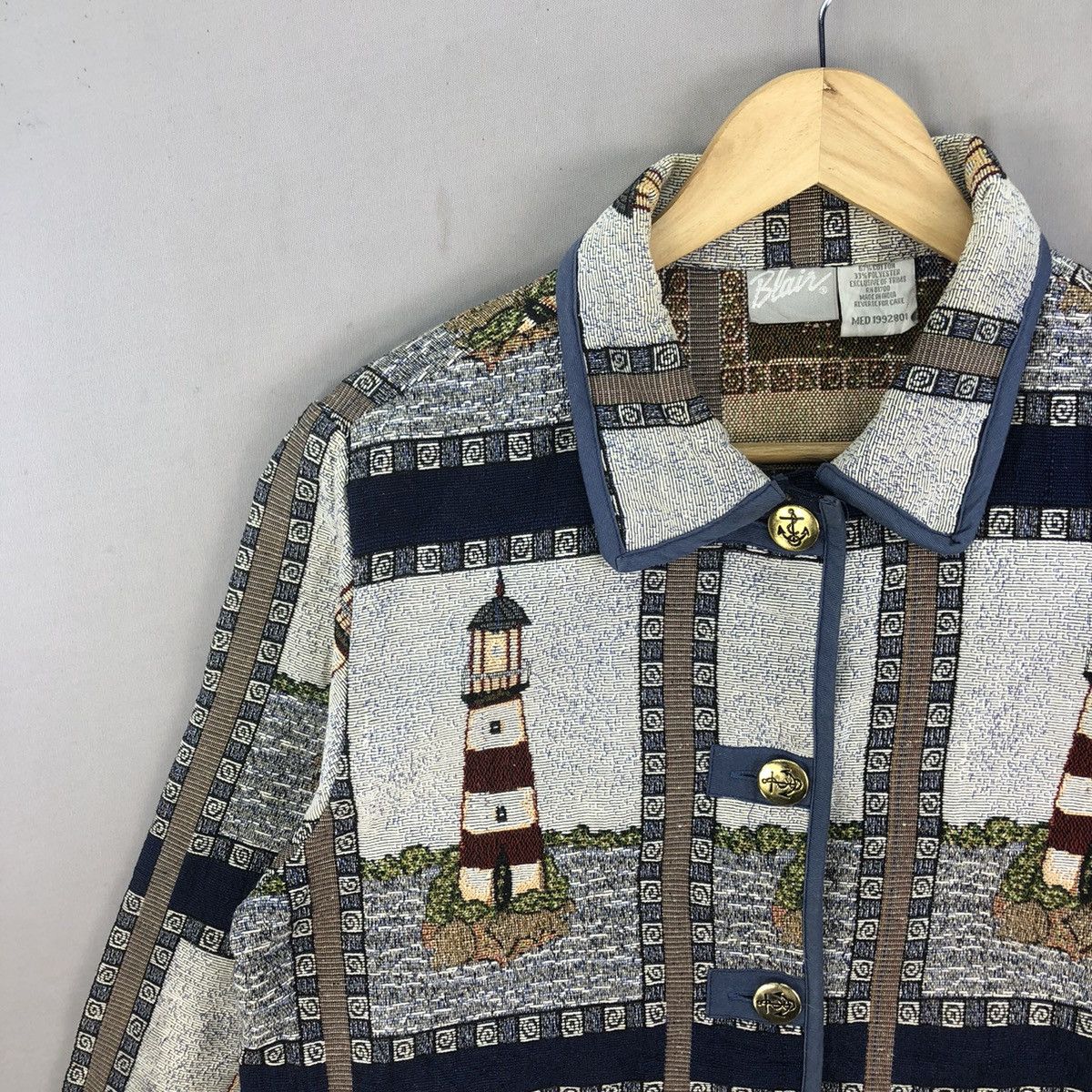 Blair Vintage 2000s Blair Light House Motif Button Up Twill Jacket Size M / US 6-8 / IT 42-44 - 2 Thumbnail