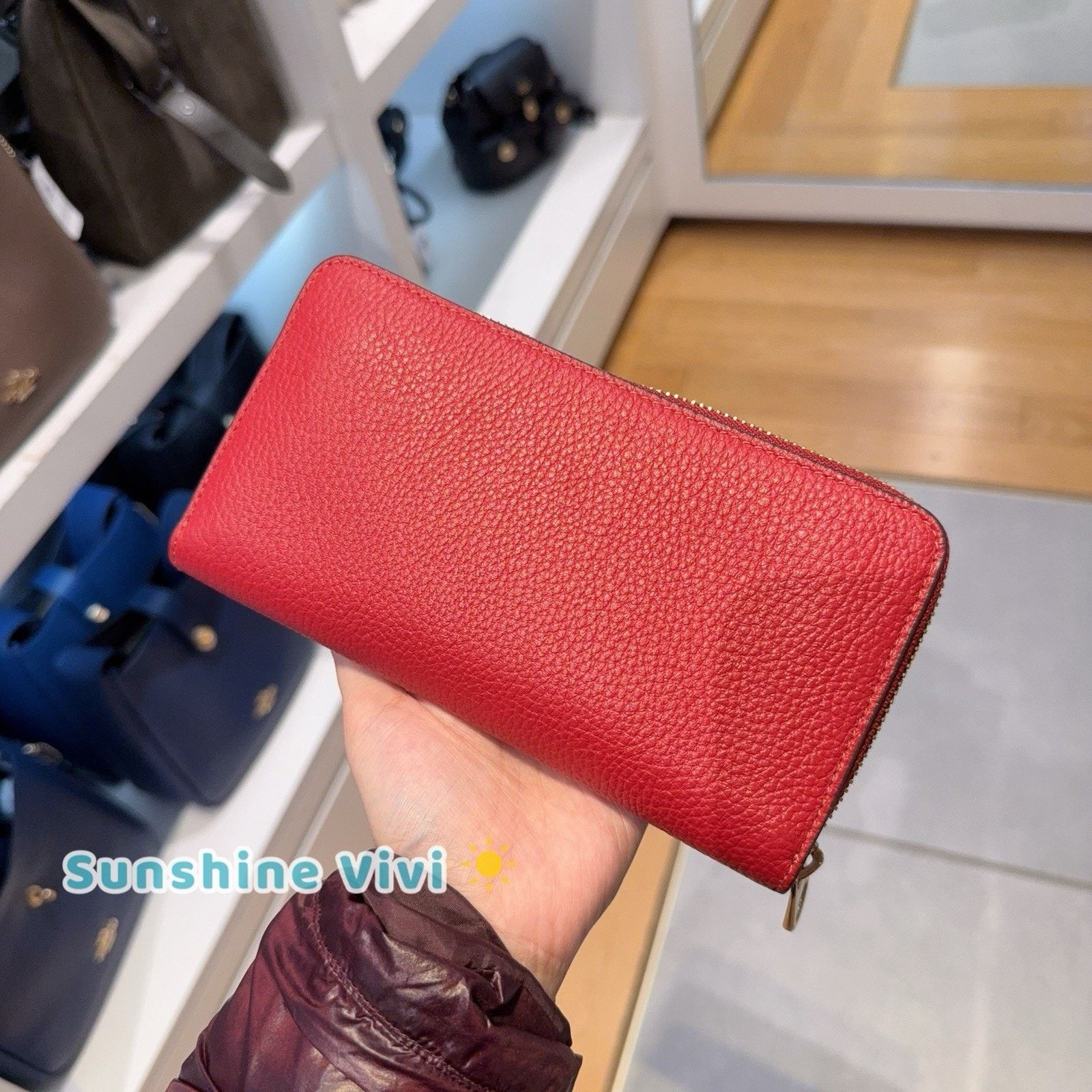 Coach NWT Coach Long Zip Around Wallet Leather C4451 Gold/True Red Size ONE SIZE - 3 Thumbnail
