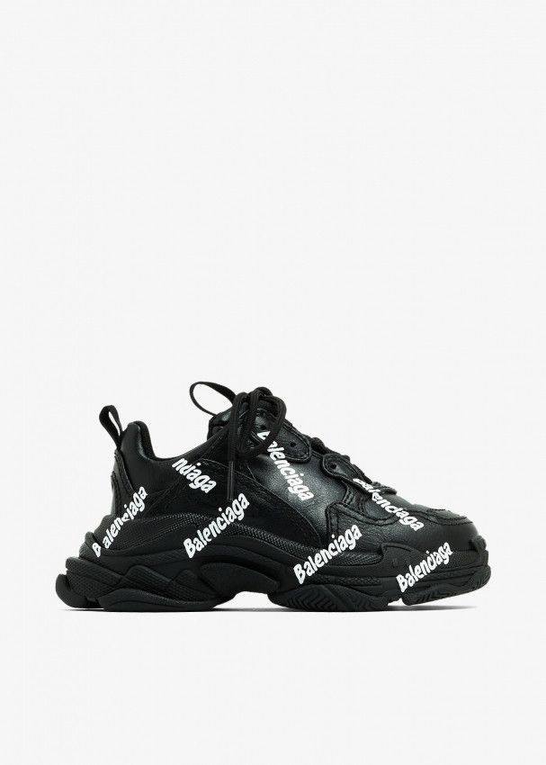 Balenciaga o1srvl11e1124 KIDS - Triple S Logotype Sneakers in Black Size US 5 / EU 37 - 1 Thumbnail