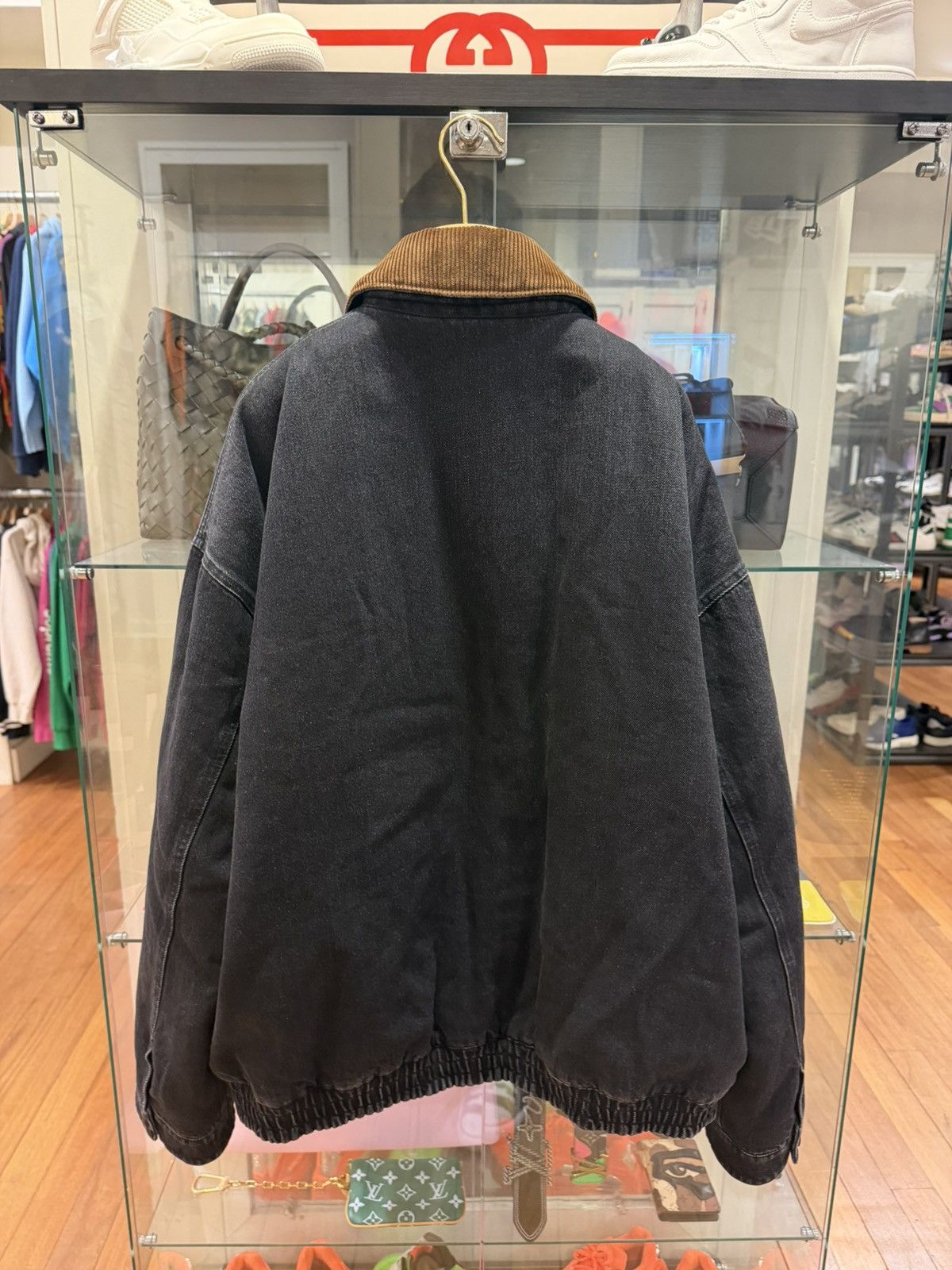 Miu Miu Miu Miu Padded Black Denim Work Jacket w/ Corduroy Collar Size US XL / EU 56 / 4 - 2 Thumbnail
