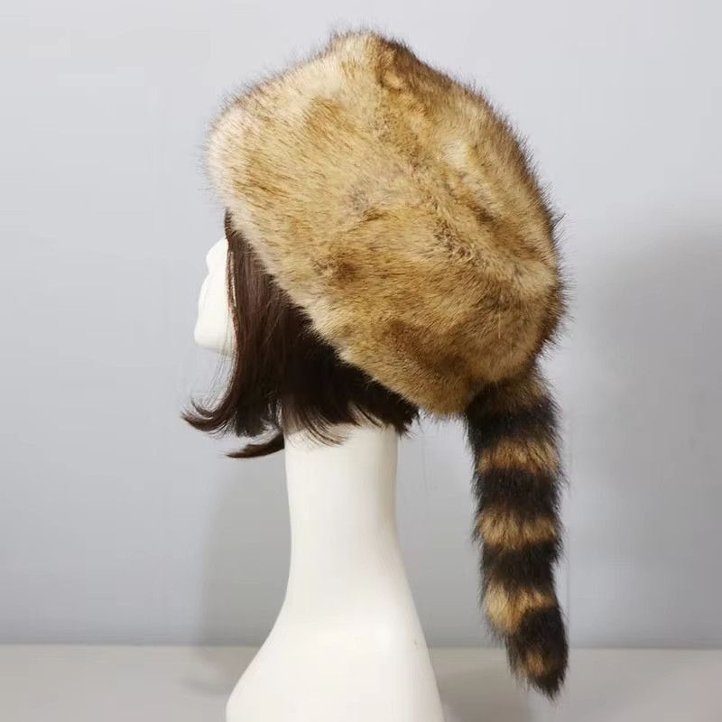 Japanese Brand × Vintage Russian Style Plush Fur Hat – Warm Winter Unisex Flat Top Size ONE SIZE - 1 Thumbnail