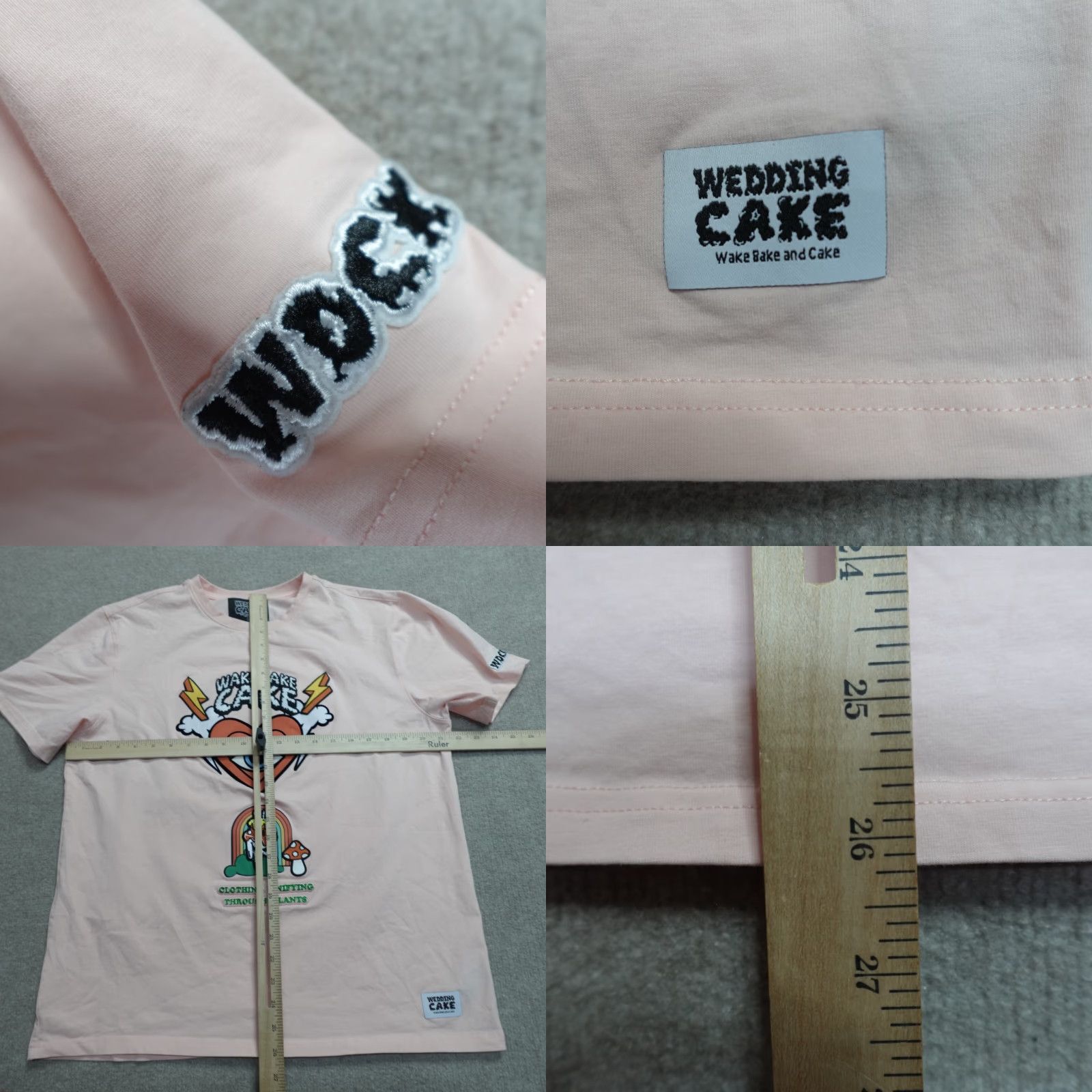 Vintage Wedding Cake Shirt XL Pink Double-Sided Embroidered Crew Neck Short Sleeve Jersey Cotton Men Size US XL / EU 56 / 4 - 10 Thumbnail
