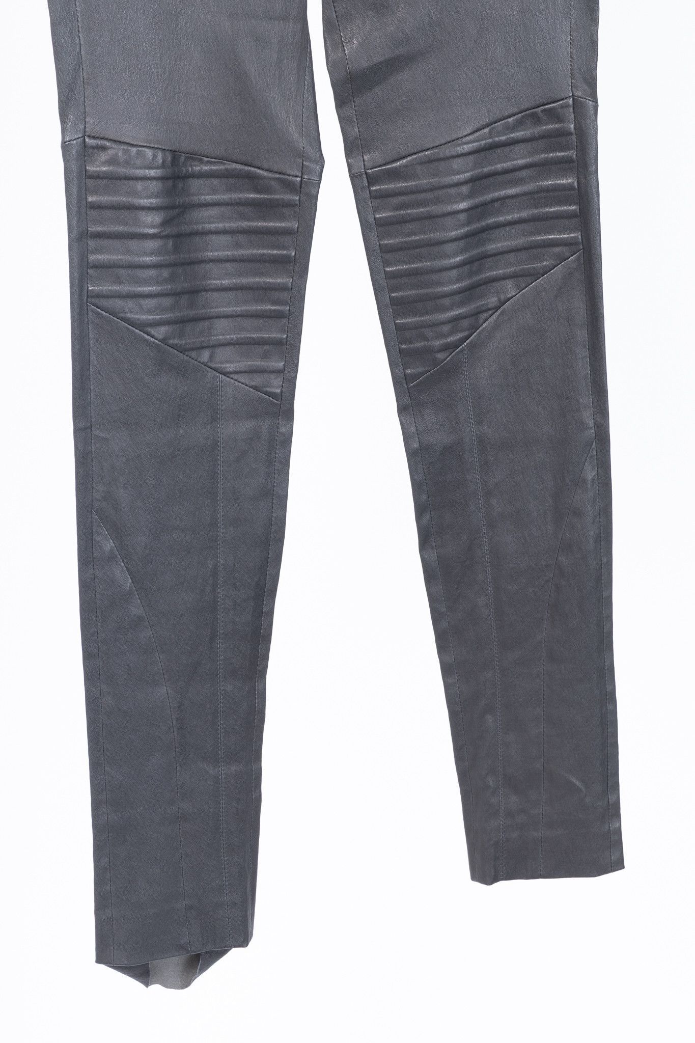 Brunello Cucinelli Brunello Cucinelli Grey Leather Quilted Moto Skinny Pants Size 27" / US 4 / IT 40 - 7 Thumbnail