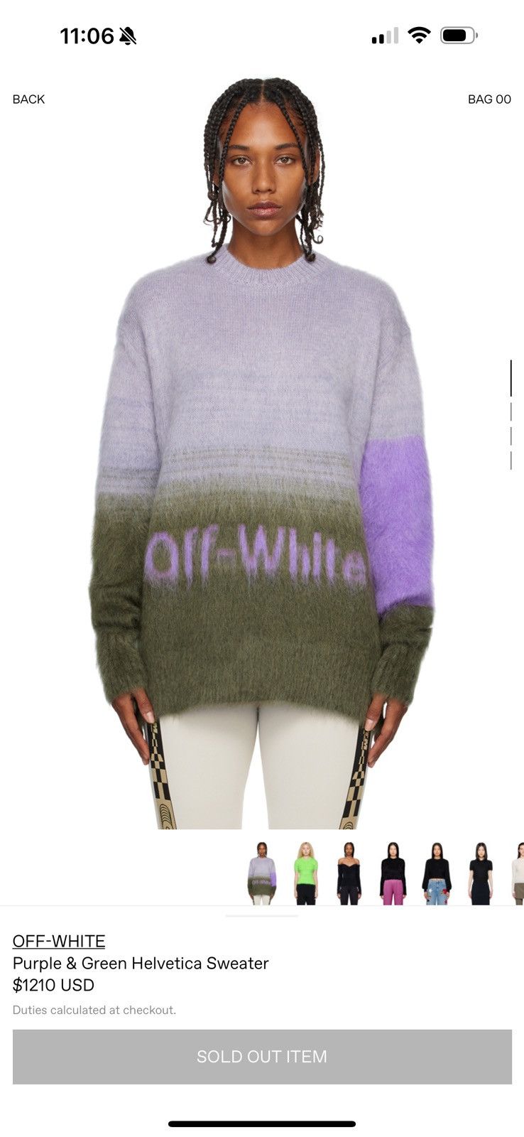 Off-White Off-White Purple & Green Helvetica Sweater Size S / US 4 / IT 40 - 1 Thumbnail
