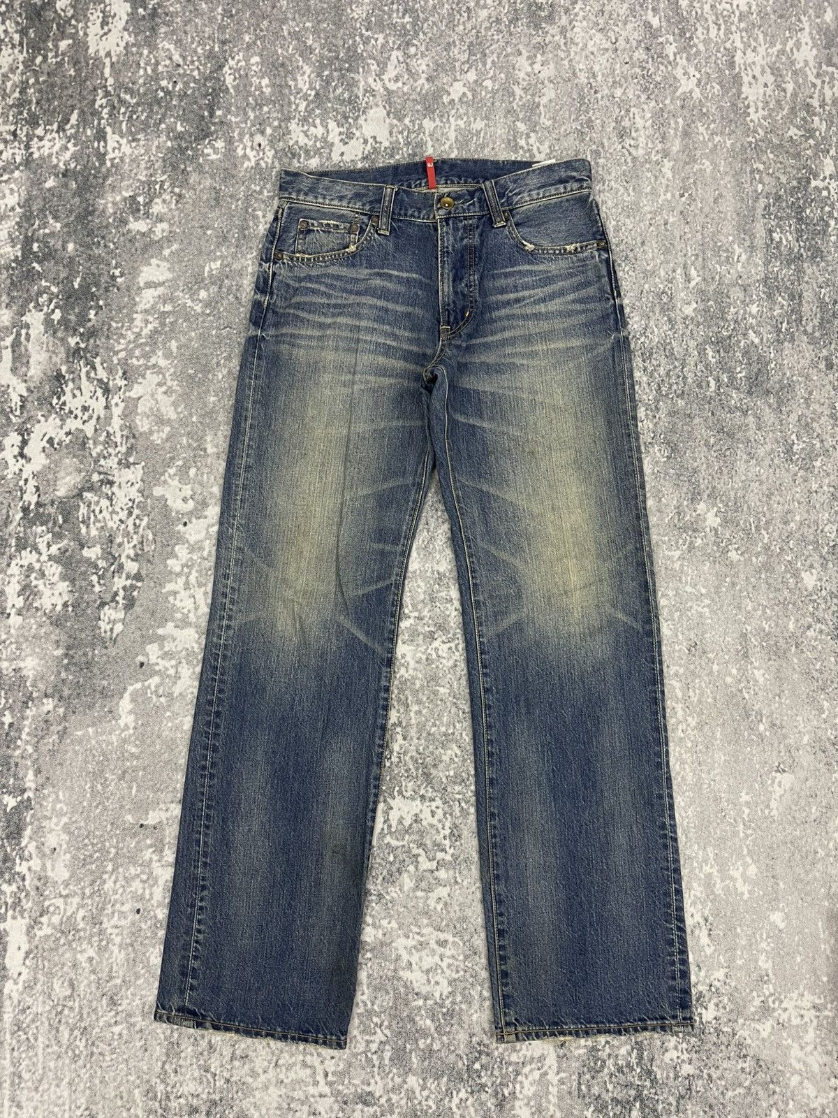 Uniqlo Vtg Uniqlo UJ S004 Loose Fit Straight Blue Washed Denim s5 Size US 31 - 2 Thumbnail