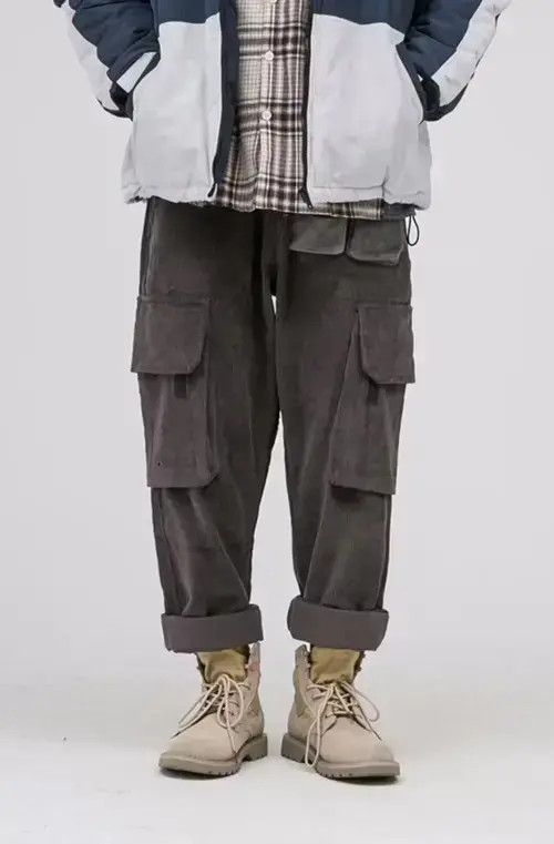 Japanese Brand 20AW Indigo Union Japan Grey Corduroy Worker Pants Size US 31 - 1 Thumbnail
