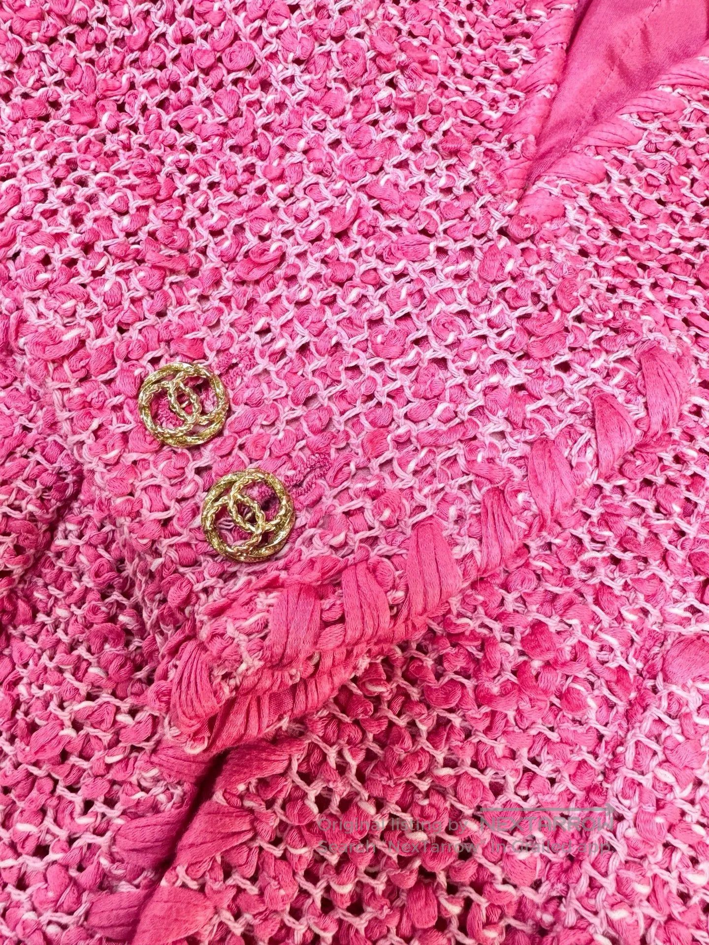 Chanel Chanel 21C Pink Knit V-Neck Jacket. Size US L / EU 52-54 / 3 - 3 Thumbnail