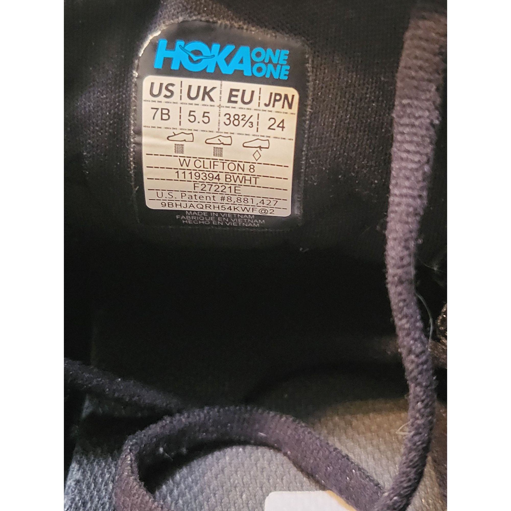 Hoka Hoka One One Clifton 8 Women Sz 7B Black Low Top Lace Up Ath Size US 7 / IT 37 - 8 Thumbnail