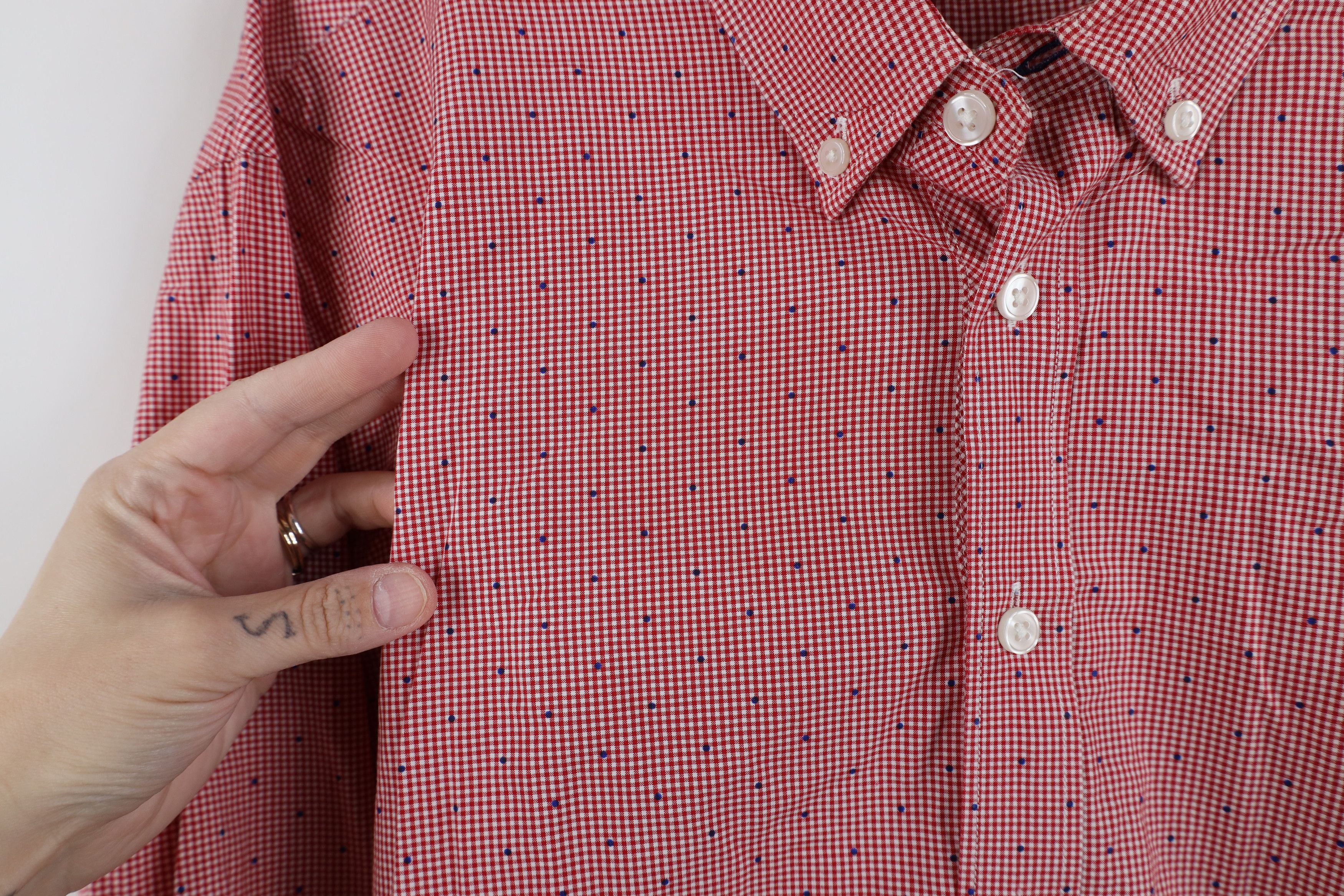 Vintage Thomas Pink Polka Dot Plaid Collared Button Down Shirt Red Size US XXL / EU 58 / 5 - 4 Thumbnail