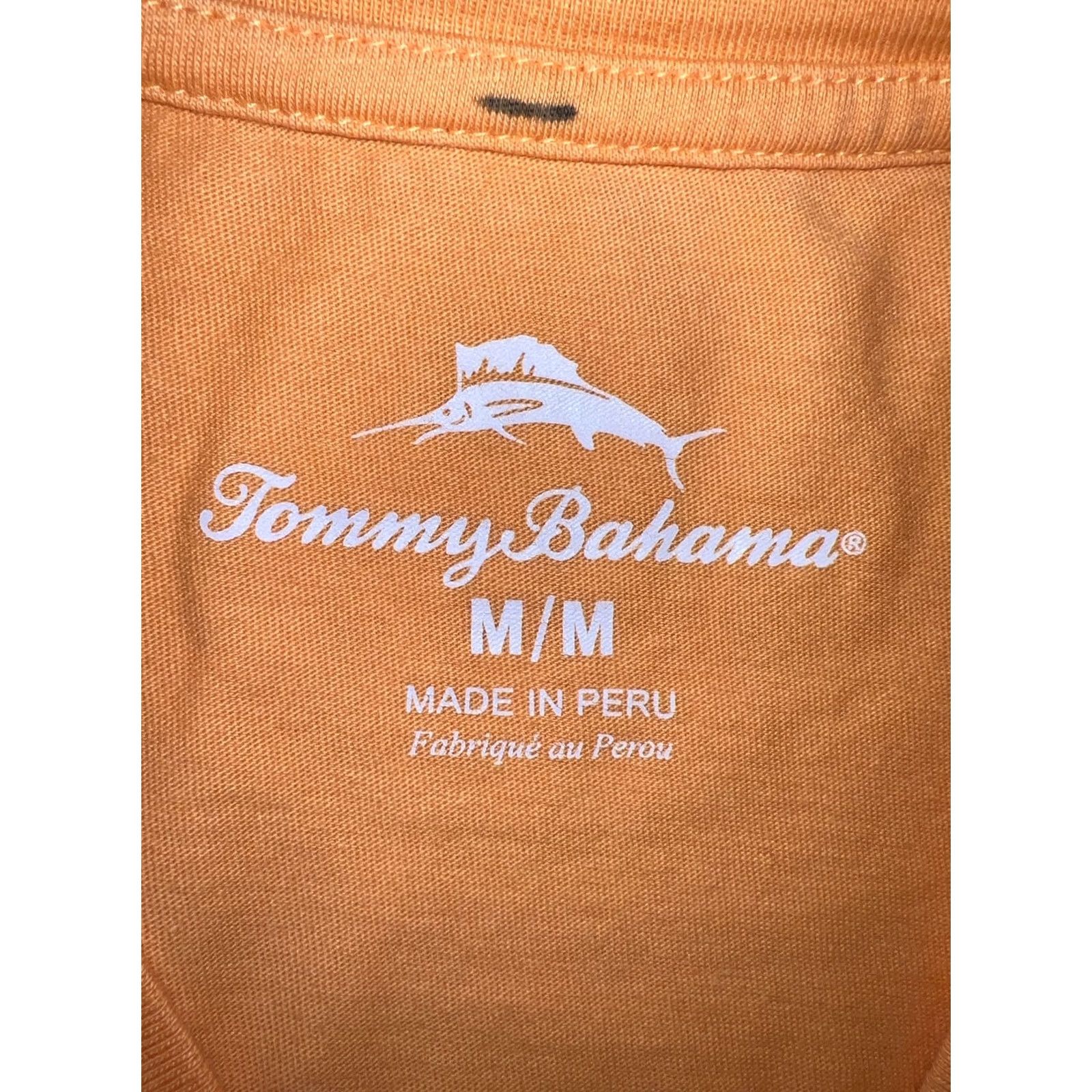 Tommy Bahama VINTAGE Tommy Bahama Shirt Mens M Orange Navy Beach Bohemian California Florida Tropical Logo 2-Sided Crew Neck Short Sleeve Cotton Knit Size US M / EU 48-50 / 2 - 5 Thumbnail