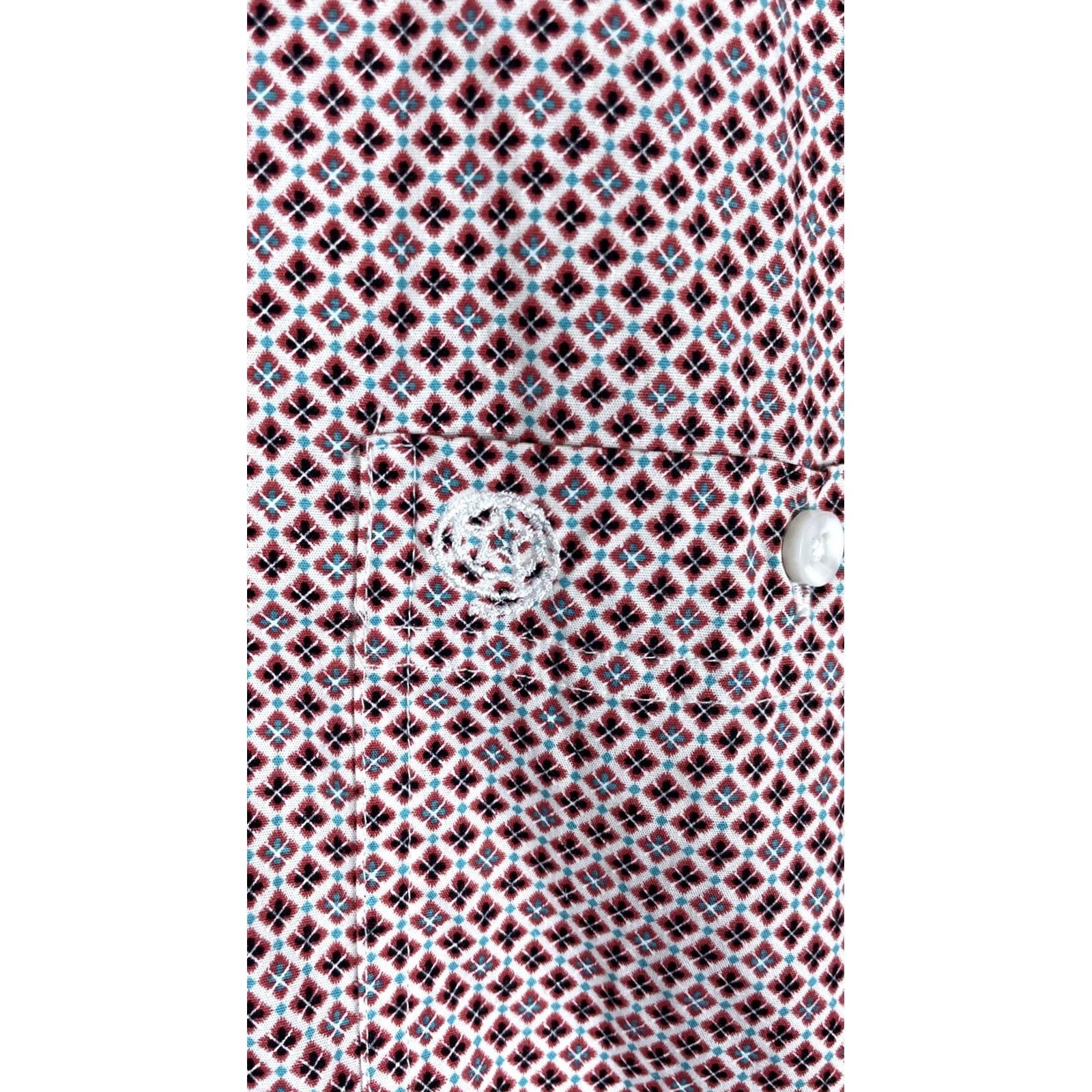 Wrangler Wrangler George Strait Western Shirt Mens Medium Red Blue Geometric Button Down Size US M / EU 48-50 / 2 - 2 Thumbnail