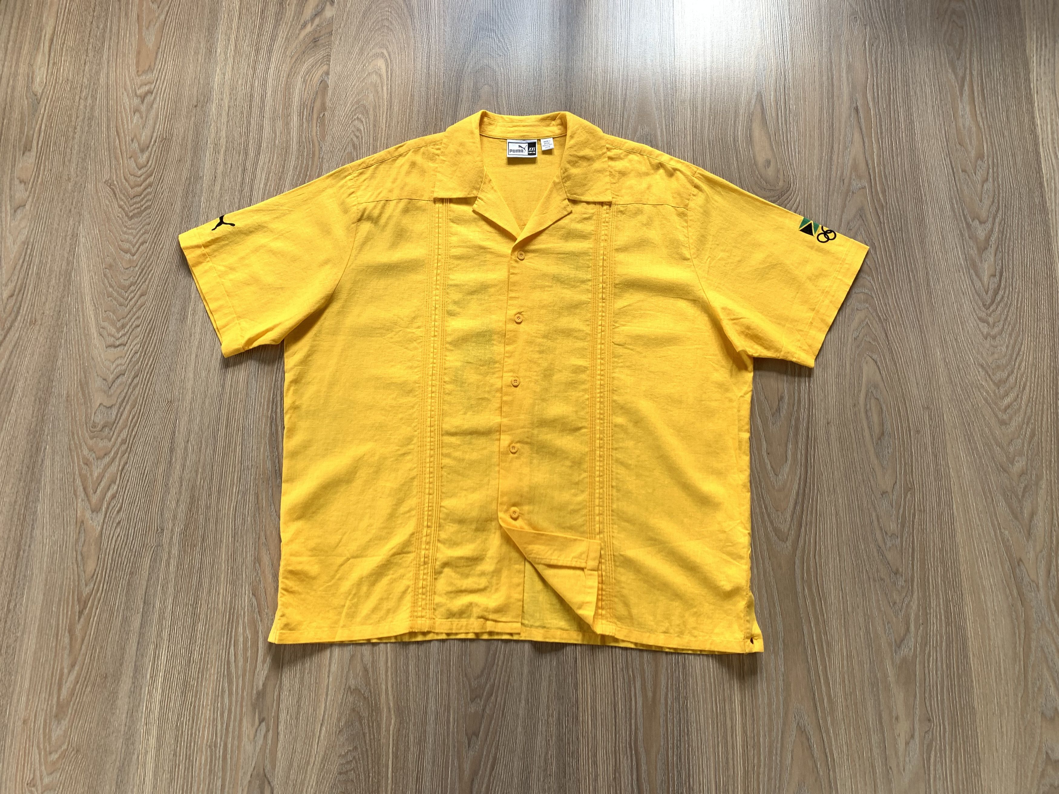 image of Puma Jamaica Summer Olympics Vintage Short Sleeve Shirt in Yellow, Men's (Size 2XL)