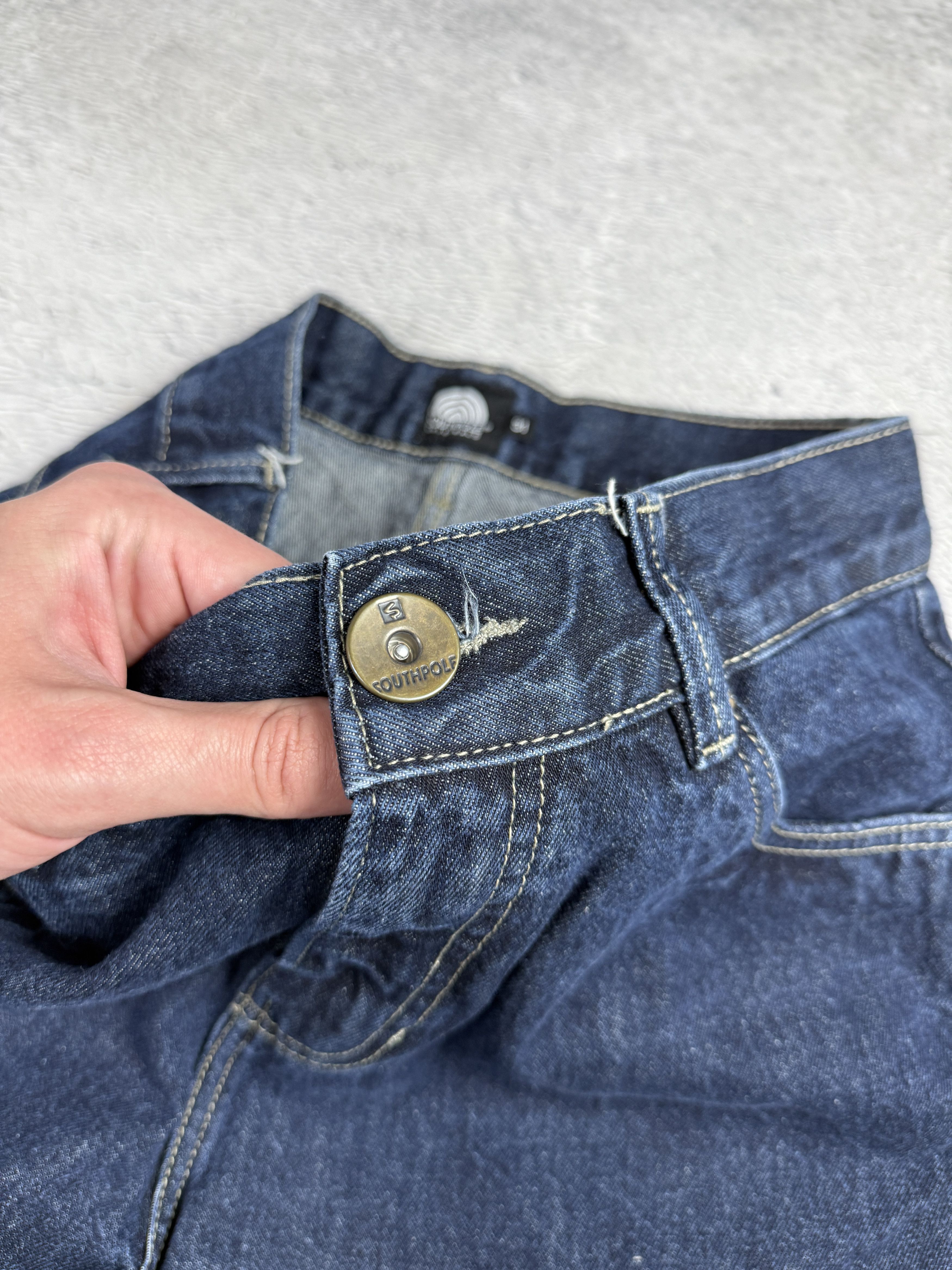 JNCO × Japanese Brand × Southpole Southpole Vintage Carpenter Jeans Back Logo Blue Sk8 Size US 31 - 6 Thumbnail