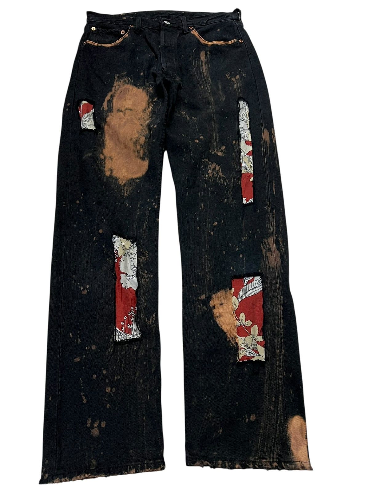 Pre-owned Jean X Levis Insane 90's Levis 501 Distressed Black Jeans