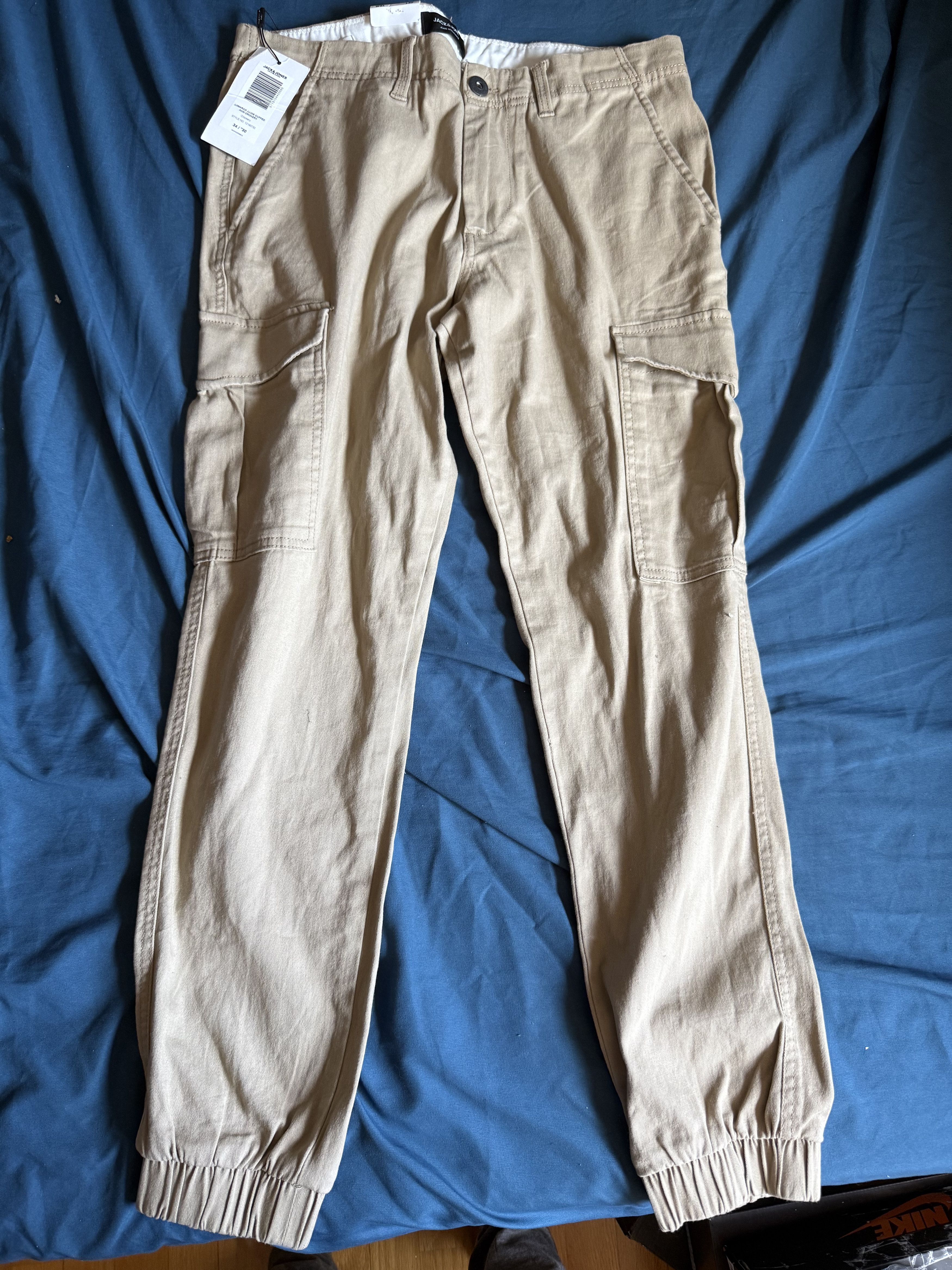 Jack & Jones JACK & JONES Slim Marco Beige Cargo Pants Joggers Mens 34x30 Size US 34 / EU 50 - 2 Thumbnail