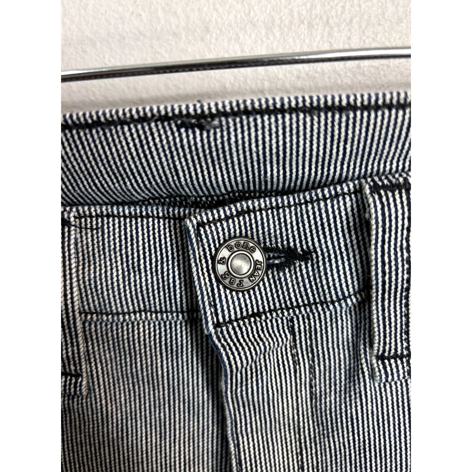 Rag & Bone rag & bone Pinstripe Pants Women's Size 26 Cotton Blend Slim Inseam 28in Gray/Black Hook Zip Pockets Tailored USA 8/10 Size 26" / US 2 / IT 38 - 3 Thumbnail