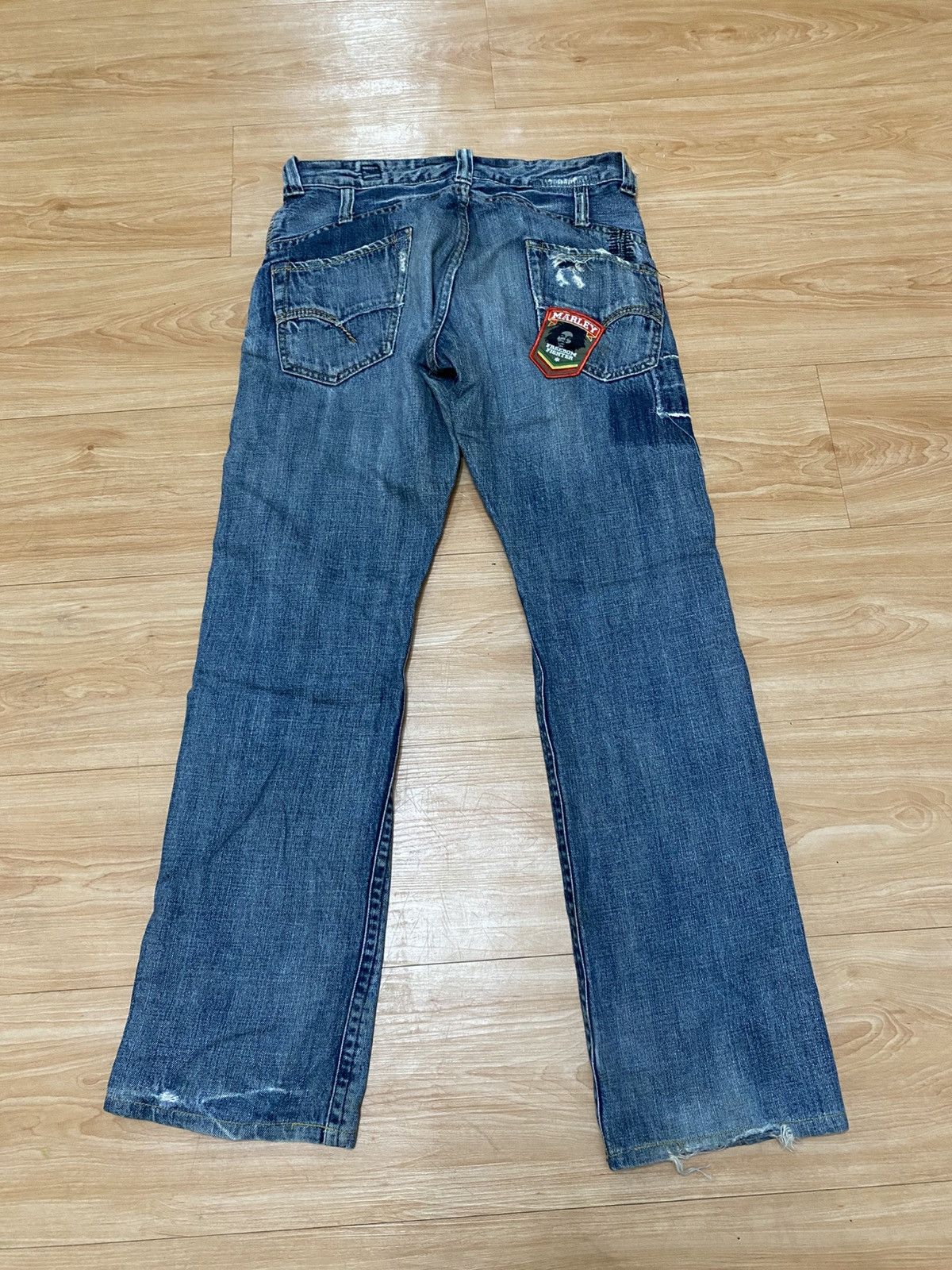 Designer × Japanese Brand Vintage bartack denim patch work pattern rasta style Size US 30 / EU 46 - 2 Thumbnail