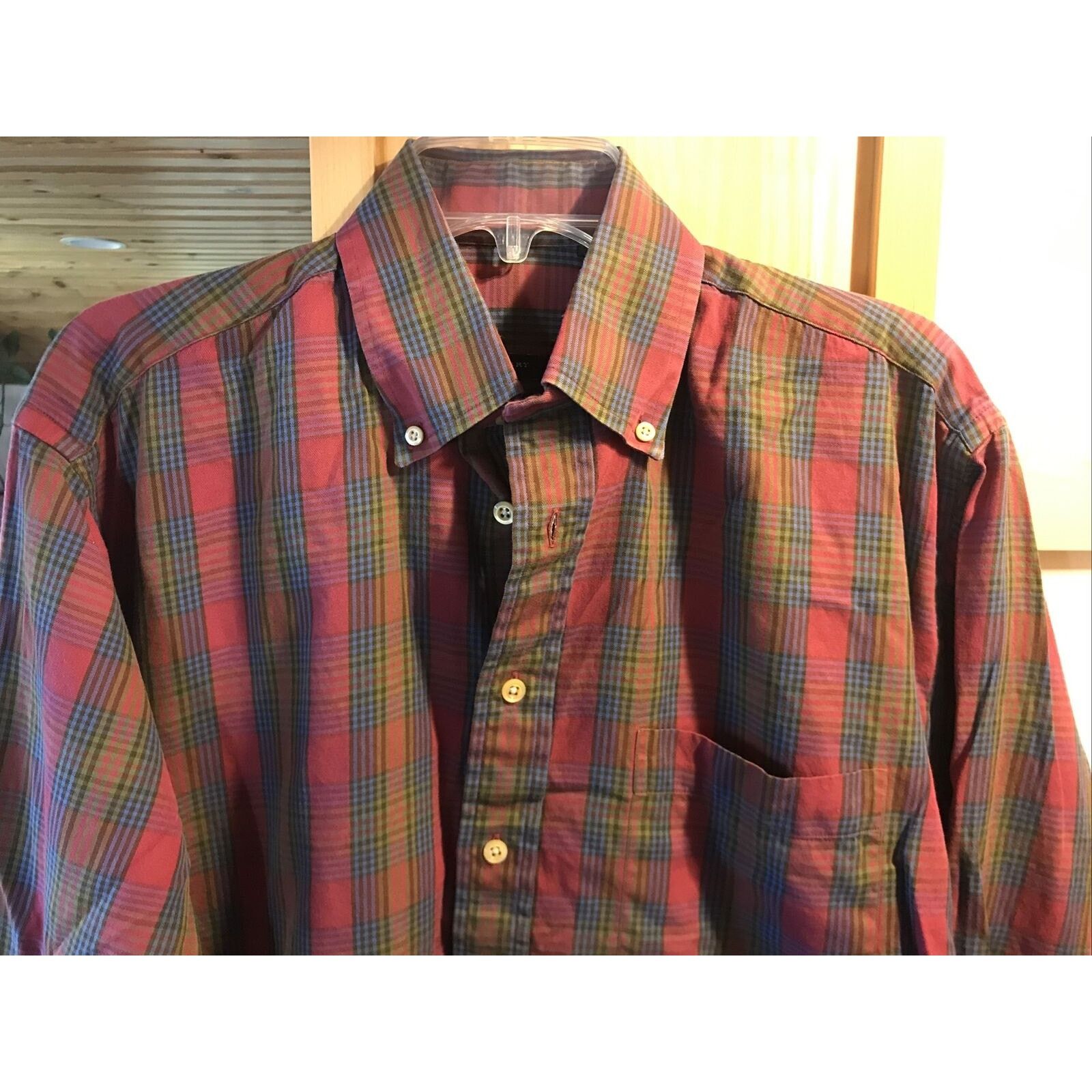 Burberry Burberry London Men’s M Red Plaid Long Sleeve Cotton Shirt Size US M / EU 48-50 / 2 - 7 Thumbnail