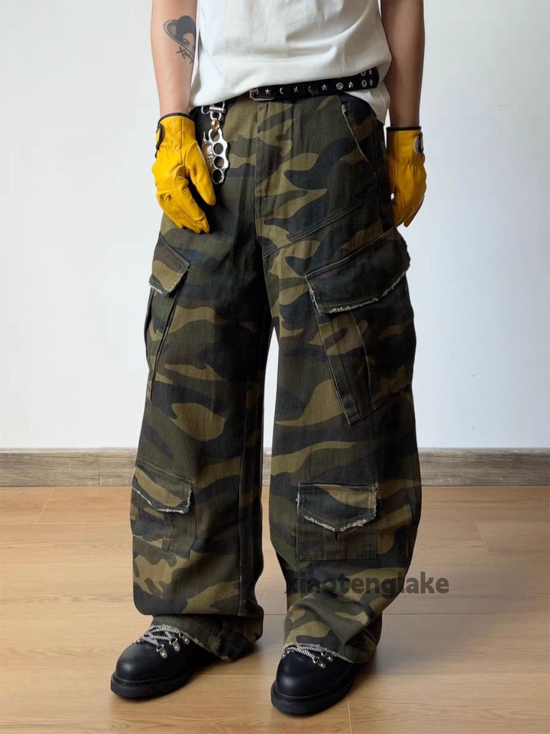 Vintage xz utility skate hiphop loose baggy cargo camo pants Size US 30 / EU 46 - 9 Thumbnail