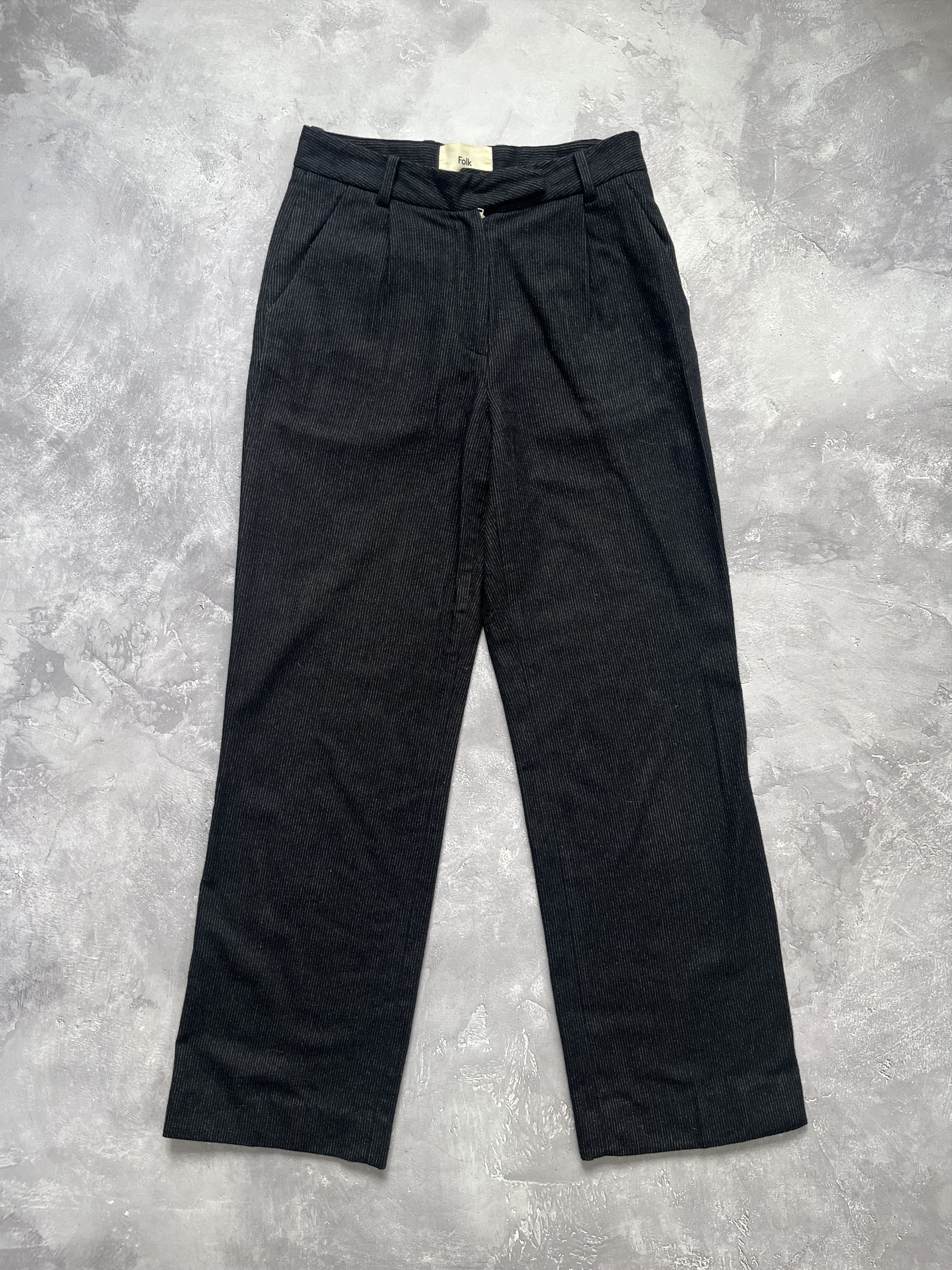 Folk FOLK Pinstripe Wool Trousers Pants Black Size 1/XS Size US 28 / EU 44 - 1 Thumbnail