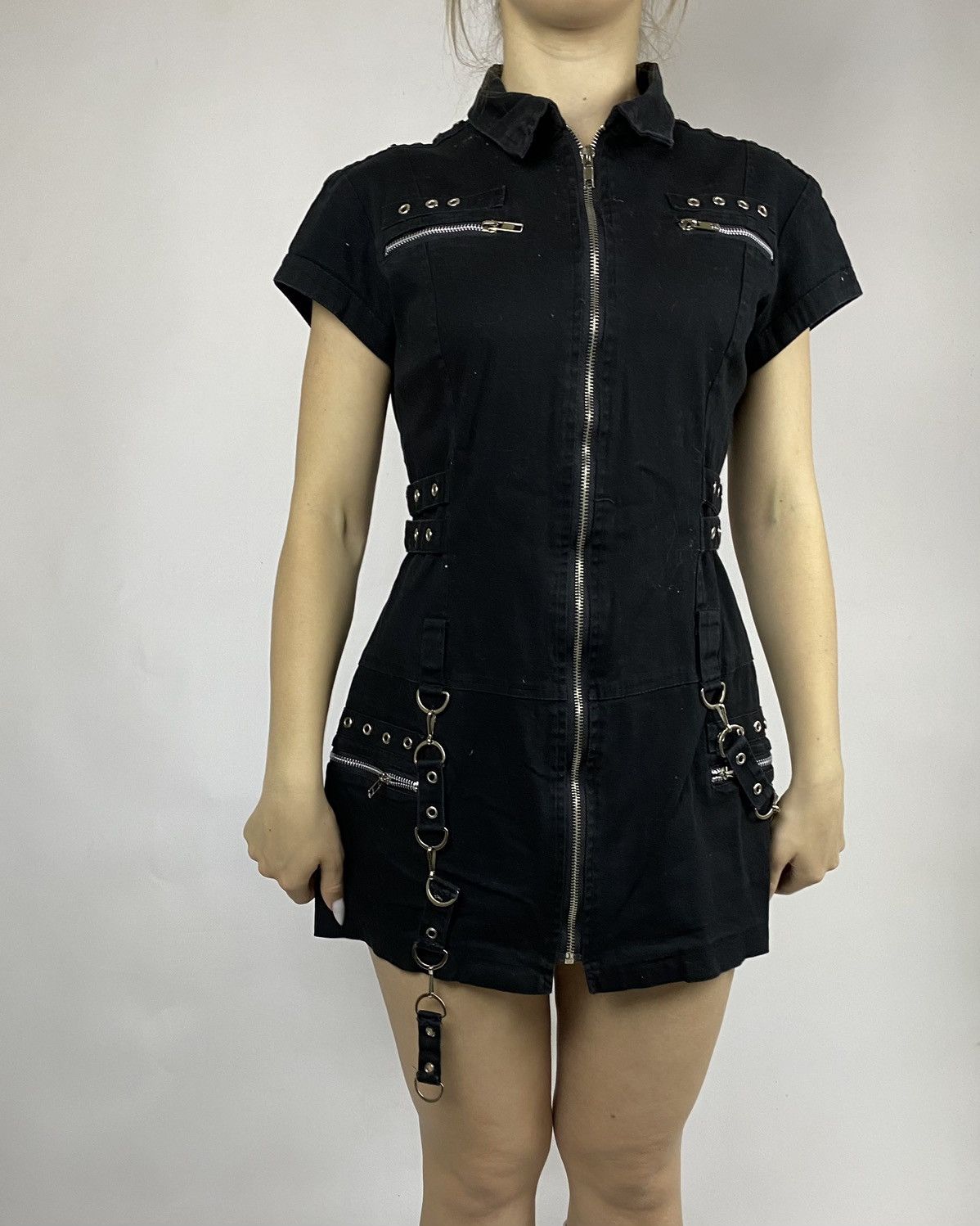 image of 20471120 x Avant Garde Vintage Very Black Goth Punk Corset Y2K Mini Dress, Women's (Size XL)
