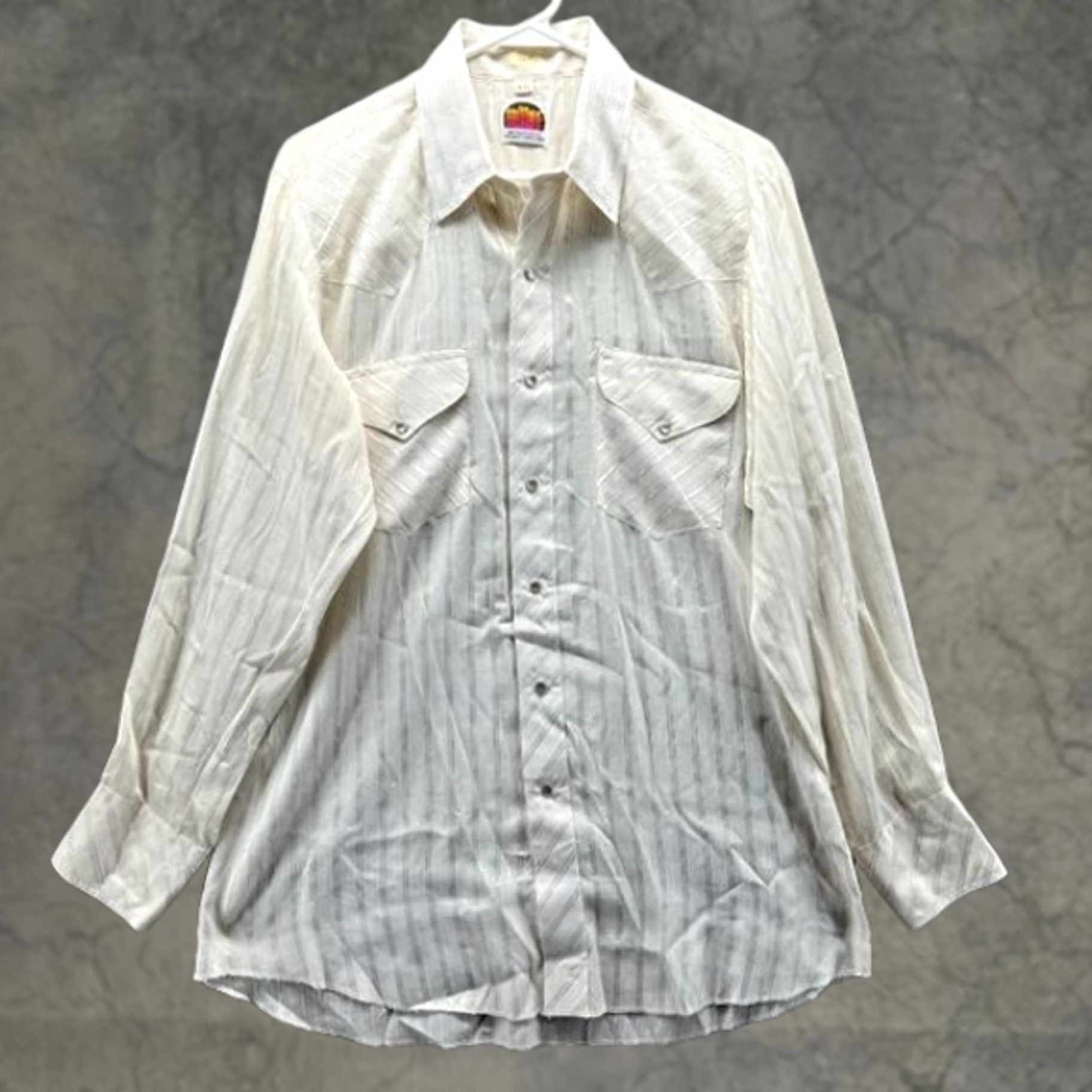 Vintage VINTAGE Miller Shirt Men 16-33 Yellow Linen Striped Western Wear Button-Up Collared Long Sleeve Casual/Business/Workwear Mens Size US L / EU 52-54 / 3 - 1 Thumbnail