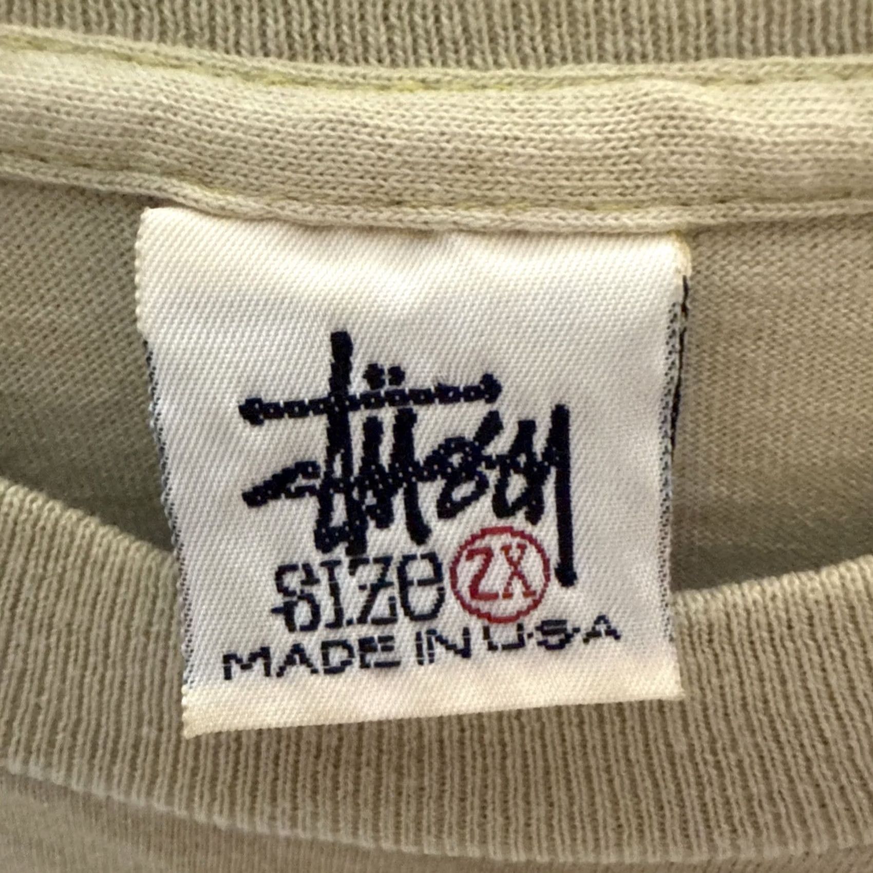 Vintage VINTAGE Stussy T-Shirt 2XL Men Beige Crew Neck Short Sleeve Graphic Print 90s Grunge USA World Tour 93-96 Rare Size US XXL / EU 58 / 5 - 6 Thumbnail