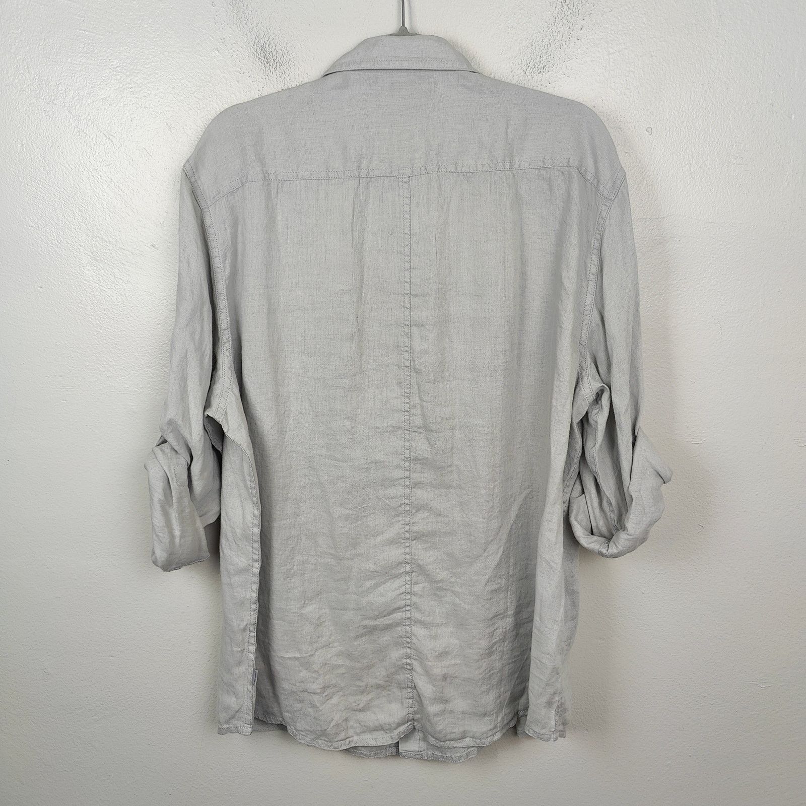 Calvin Klein Calvin Klein Linen Button Up Shirt Mens XL Gray Roll Tab Size US XL / EU 56 / 4 - 7 Thumbnail