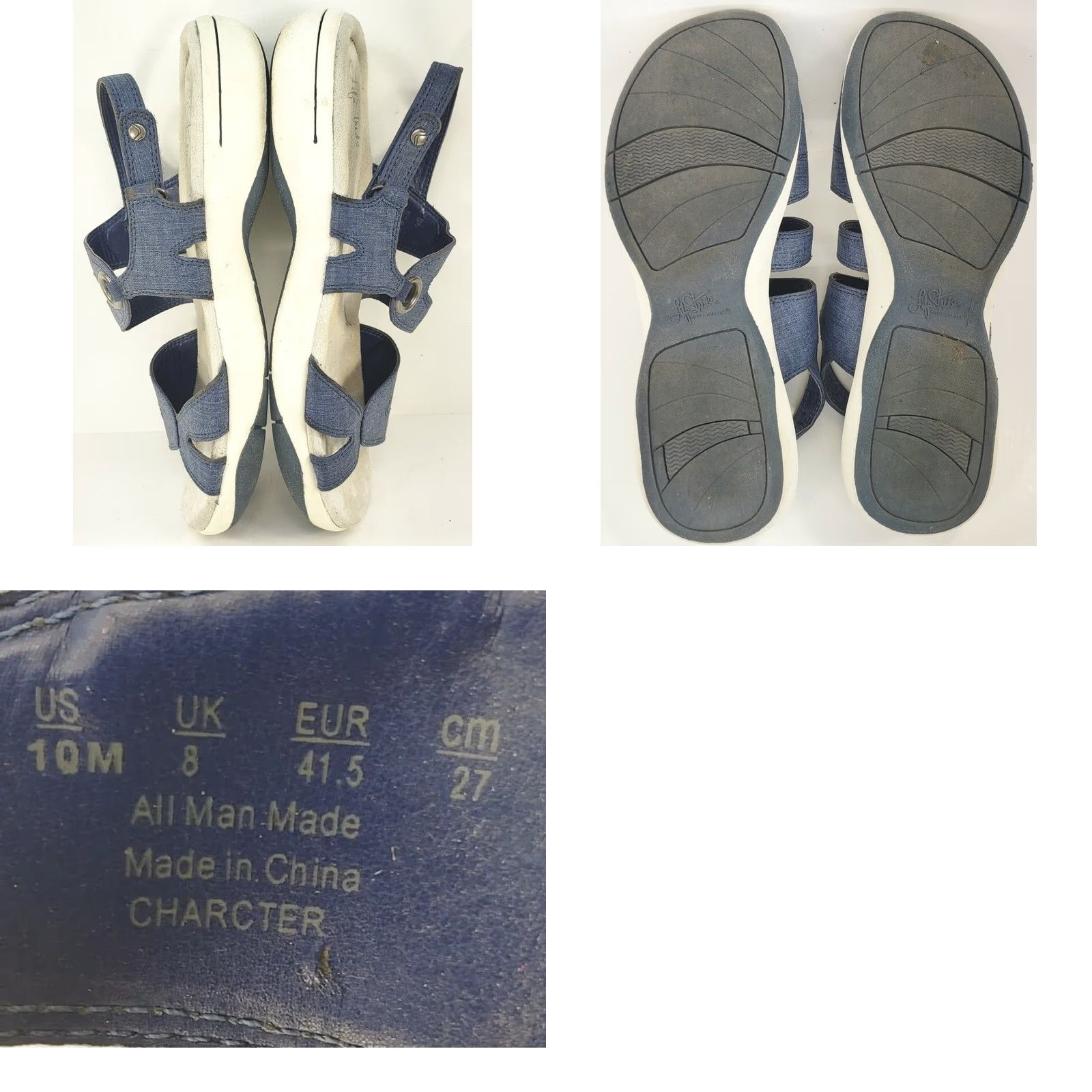Vintage Womens Life Stride Charcter Denim Blue Strappy Sandals Hook & Loop Sandal Size 10 White? No, blue. Size US 10 / IT 40 - 8 Thumbnail