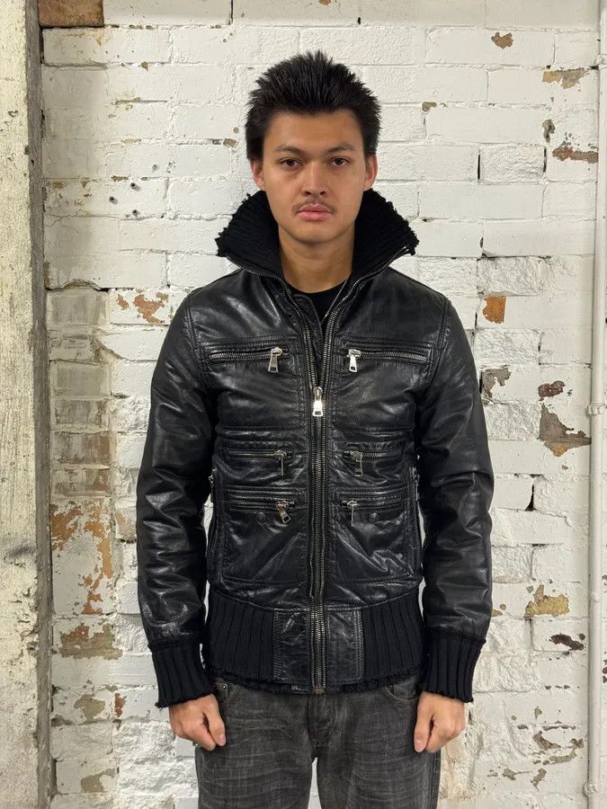 Dolce & Gabbana 2000s Dolce & Gabbana Multi-Zip Destroyed Black Leather Jacket Size US M / EU 48-50 / 2 - 1 Thumbnail