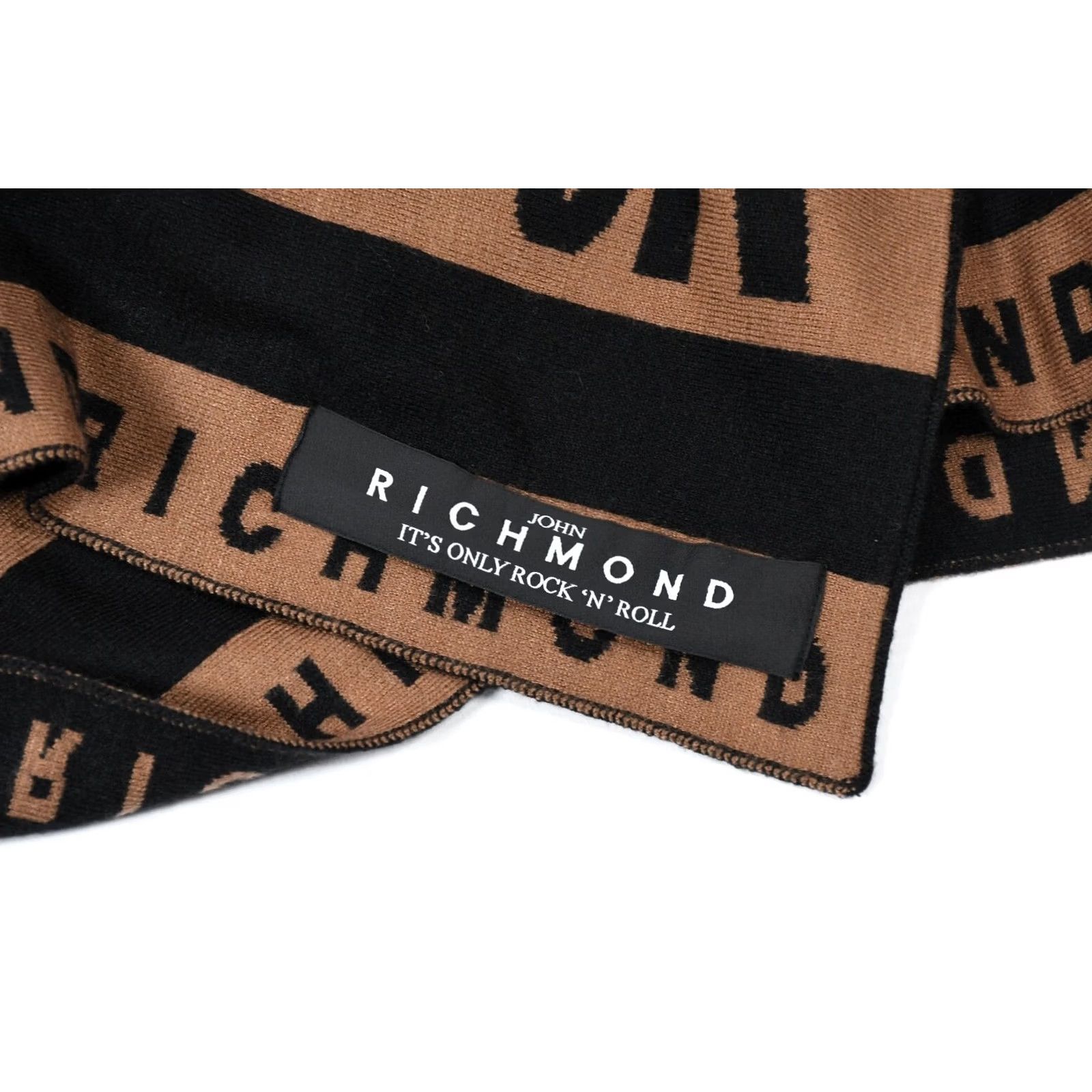 John Richmond John Richmond Scarf Knit Brown Logo 50%Viscose 28%Polyester 22%Nylon Men's Regular Brown Scarf Mens Size ONE SIZE - 3 Thumbnail