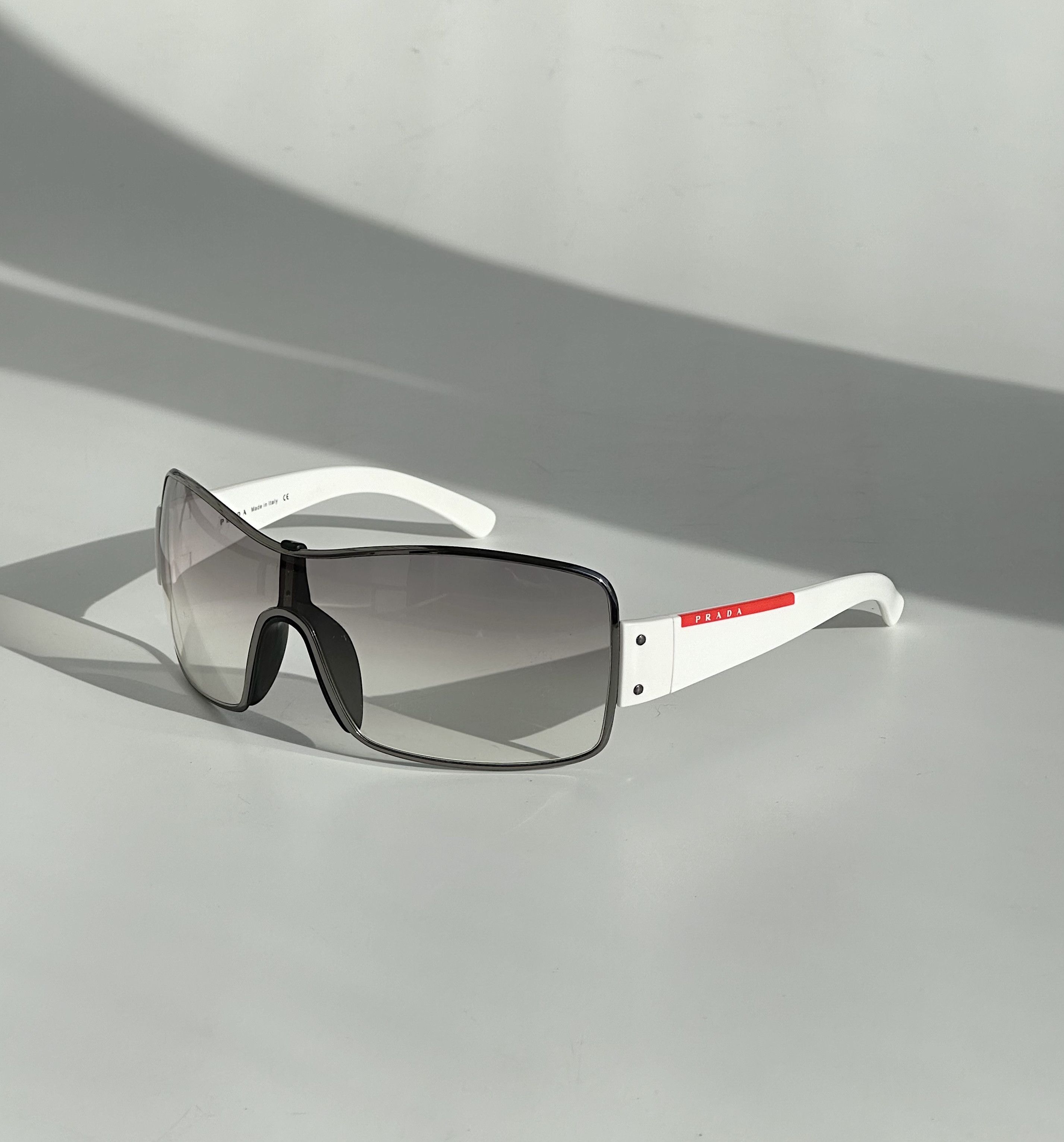 image of Prada Mask Logo Sunglasses Sps50E Y2K Coquette Grunge in White, Men's