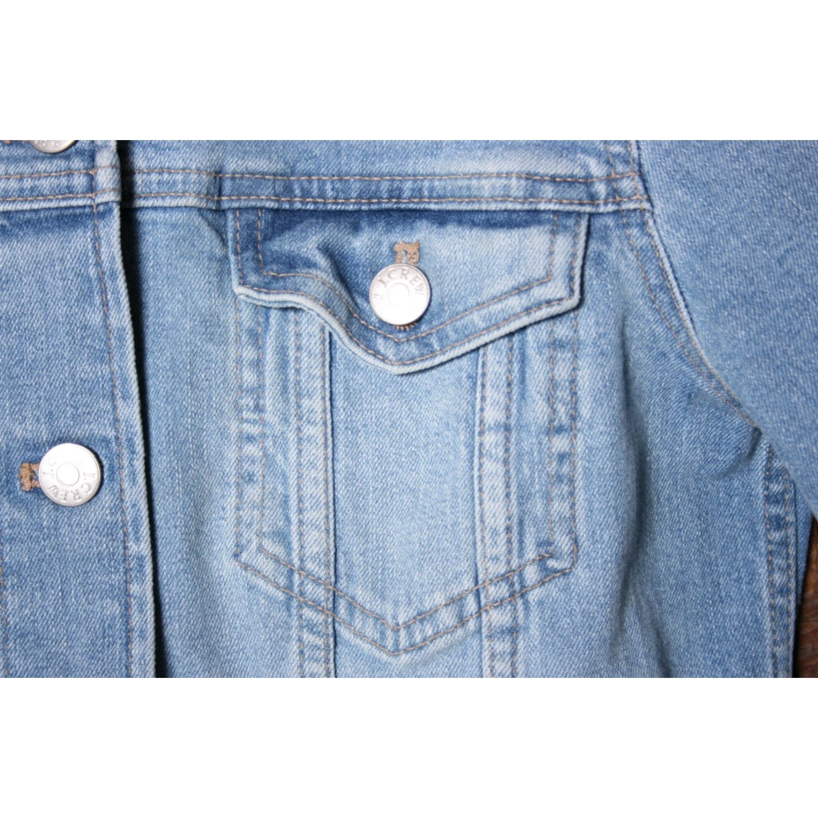 J.Crew VINTAGE J.CREW Re-Imagined Blue Stretch Denim Trucker Jean Jacket Womens XXS Size 24" / US 00 / IT 34 - 3 Thumbnail