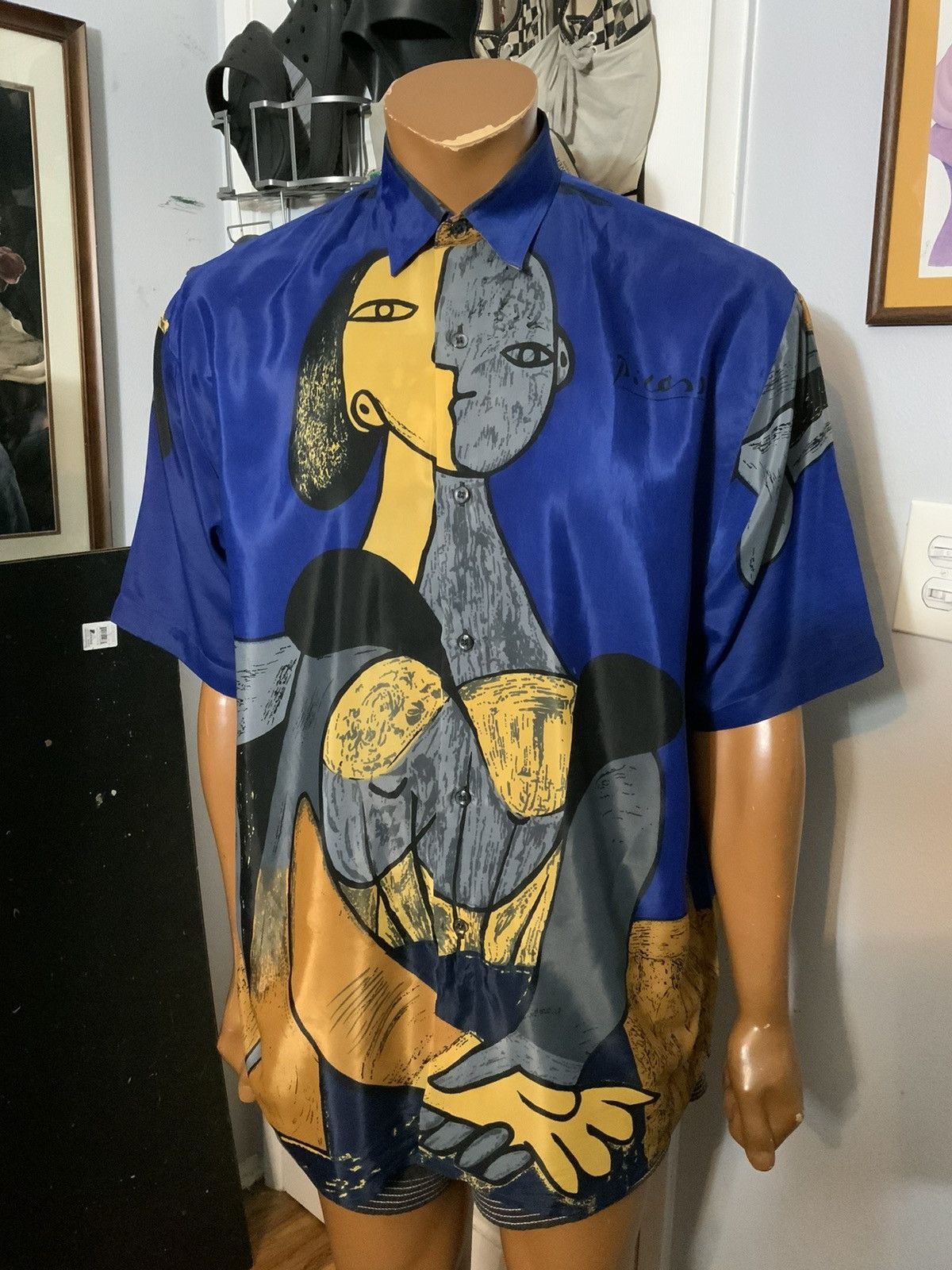 Vintage Vintage 80s 90s Picasso Art Cubism Sheer Joined Hands Shirt Size US L / EU 52-54 / 3 - 7 Thumbnail