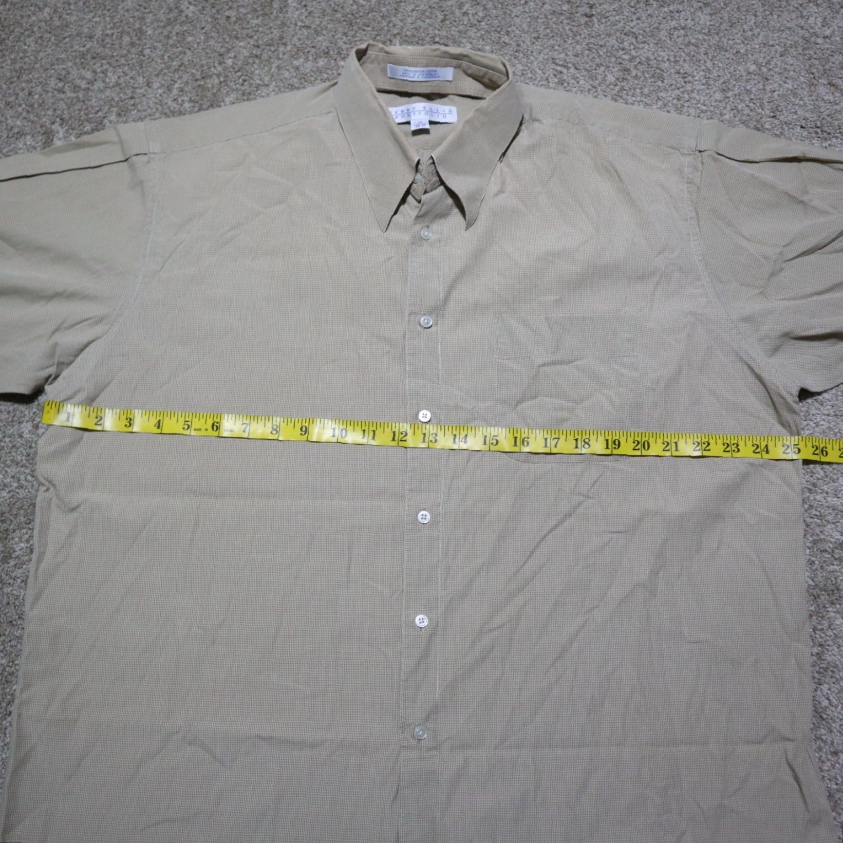 Perry Ellis VINTAGE Perry Ellis Shirt Adult Regular 17 34-35 Brown Cotton Button-Up Casual Mens Size US XL / EU 56 / 4 - 4 Thumbnail