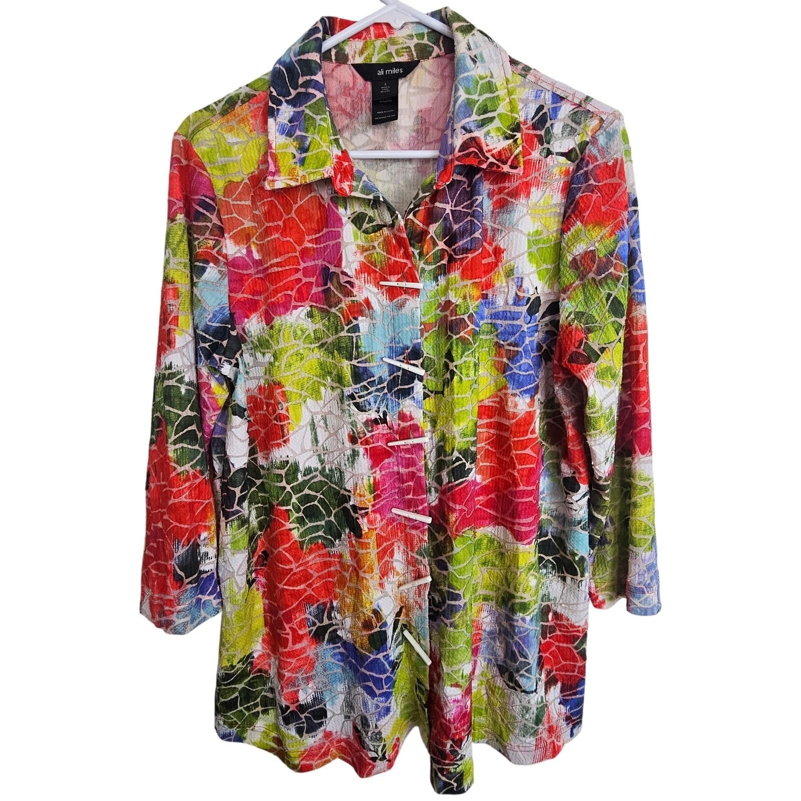 27 Miles Ali Miles Womens Artsy Lagenlook Toggle Button Blouse Size L Size L / US 10 / IT 46 - 1 Thumbnail