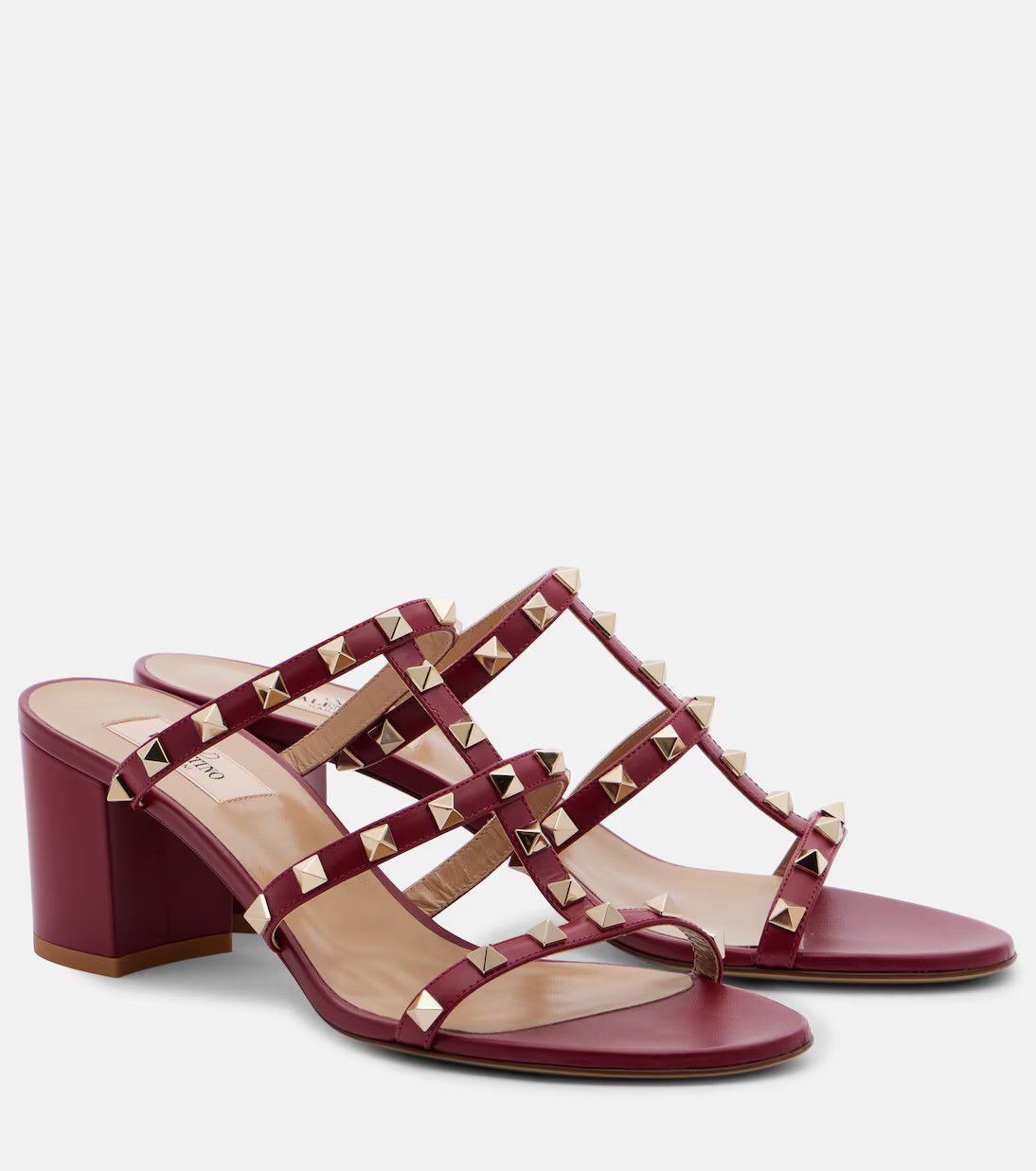 Valentino os11x0126 Rockstud 60 Mules in Burgundy Size US 9 / IT 39 - 5 Thumbnail