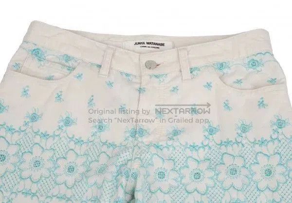 white vintage embroidered flower pants.