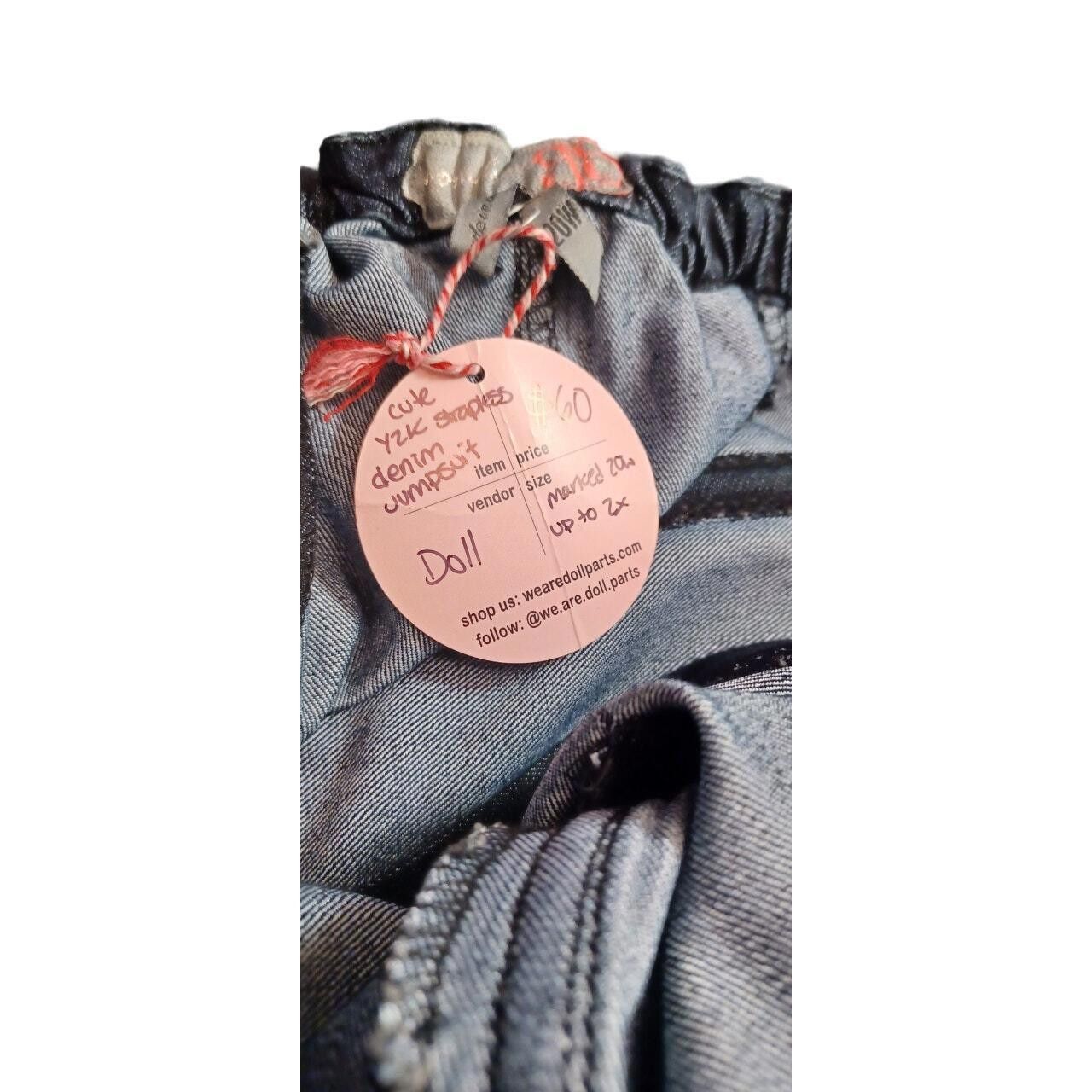 Designer Boom Boom Strapless Denim Jumpsuit Dark Wash Blue Size 20 Size 42" / US 20 - 3 Thumbnail