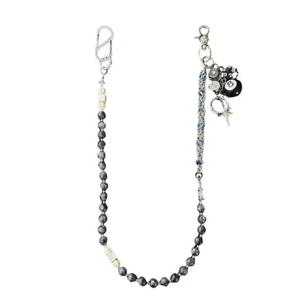 Jewelry Black Beaded Chain Wallet Keychain with Dice Charms Size ONE SIZE - 5 Thumbnail