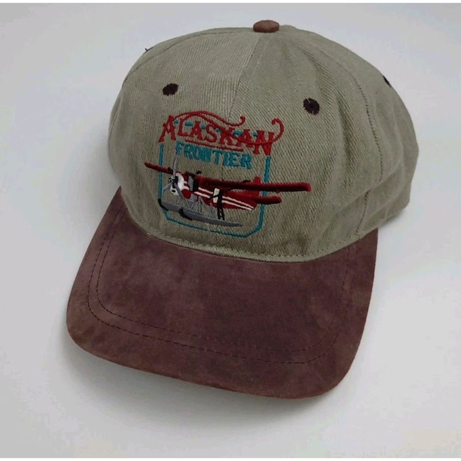 Vintage VINTAGE Alaska Frontier Airplane Embroidered Hat Alaska Brewing Company Beige Adjustable Men Cap Arctic Circle Baseball Cap Mens Size ONE SIZE - 2 Thumbnail