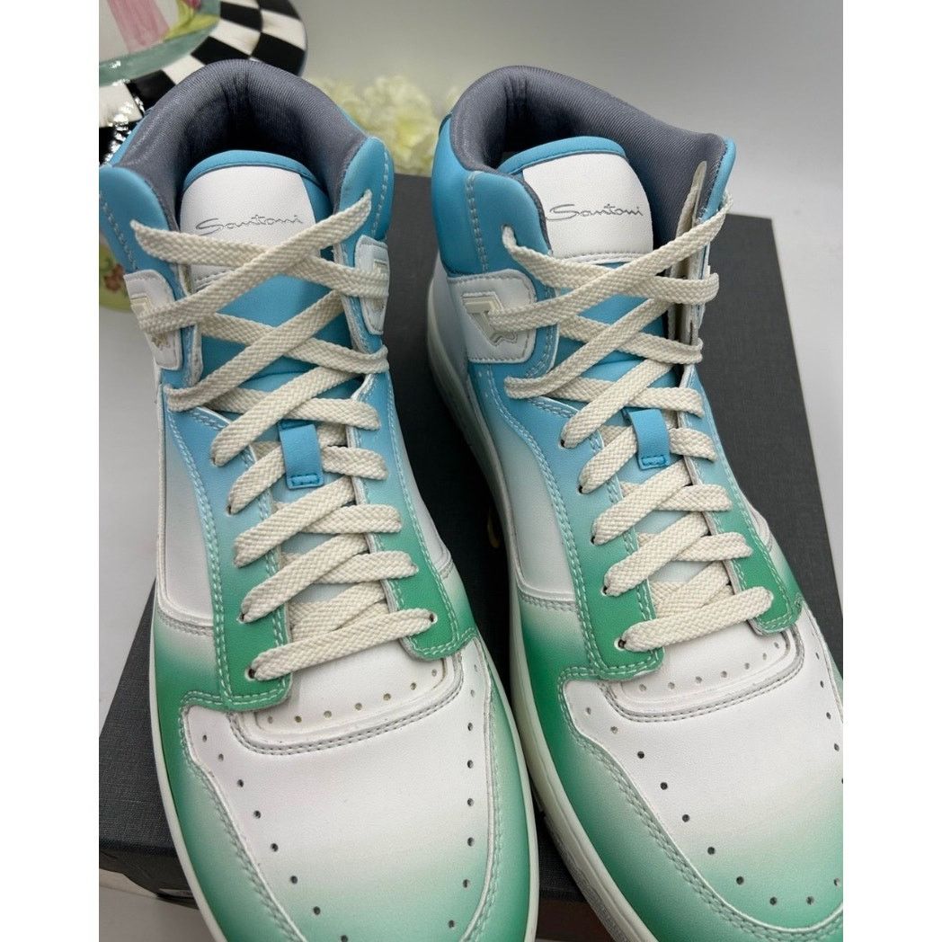 Santoni Mens Santoni logo print high top leather sneakers size 12 US Size US 12 / EU 45 - 10 Thumbnail
