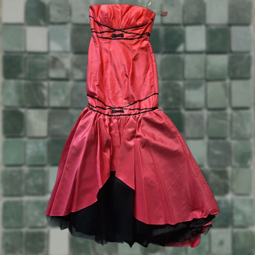 Vintage Tiffany Designs Dress Pink Black Beaded Sleeveless Strapless 12 NEW Size ONE SIZE - 1 Thumbnail