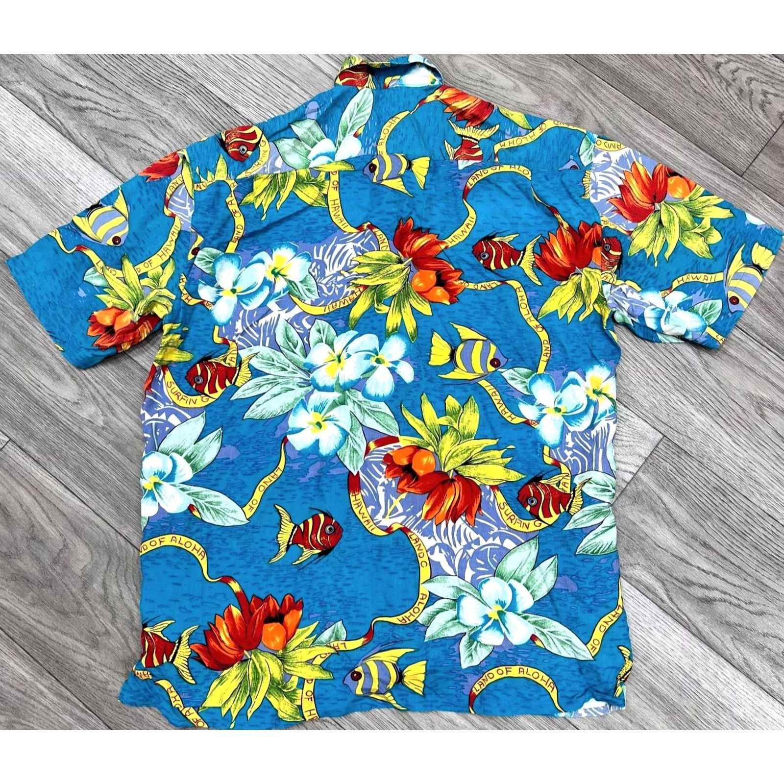 ALOHAS Red Wave Hawaii Aloha Silk Short Sleeve Shirt Mens L Multicolor Floral Button-Up Cap Sleeve Shirt Size US L / EU 52-54 / 3 - 6 Thumbnail